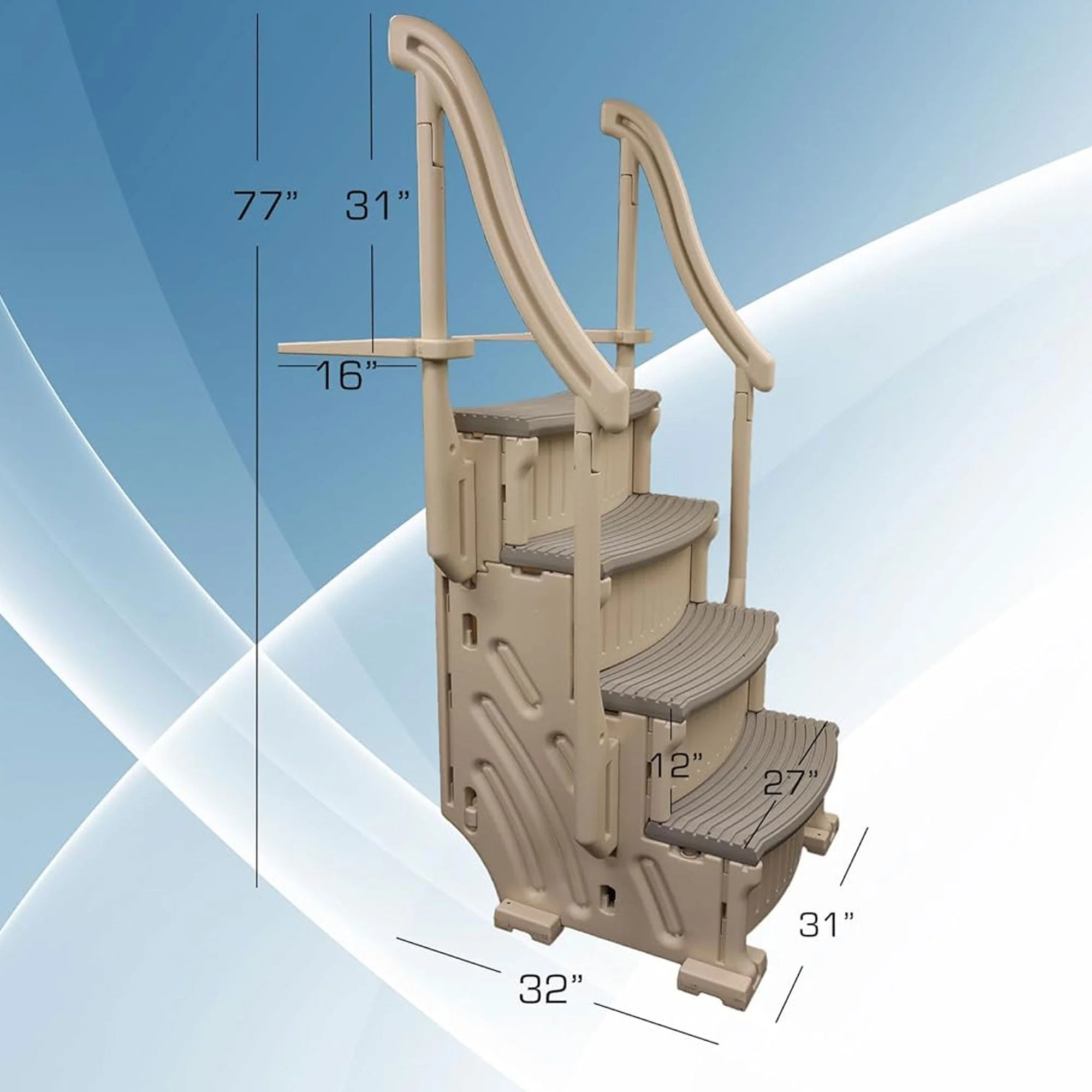 Confer Plastics CCX-AG 4 Step Above Ground Pool Ladder Stair Entry System, Grey - Image 9