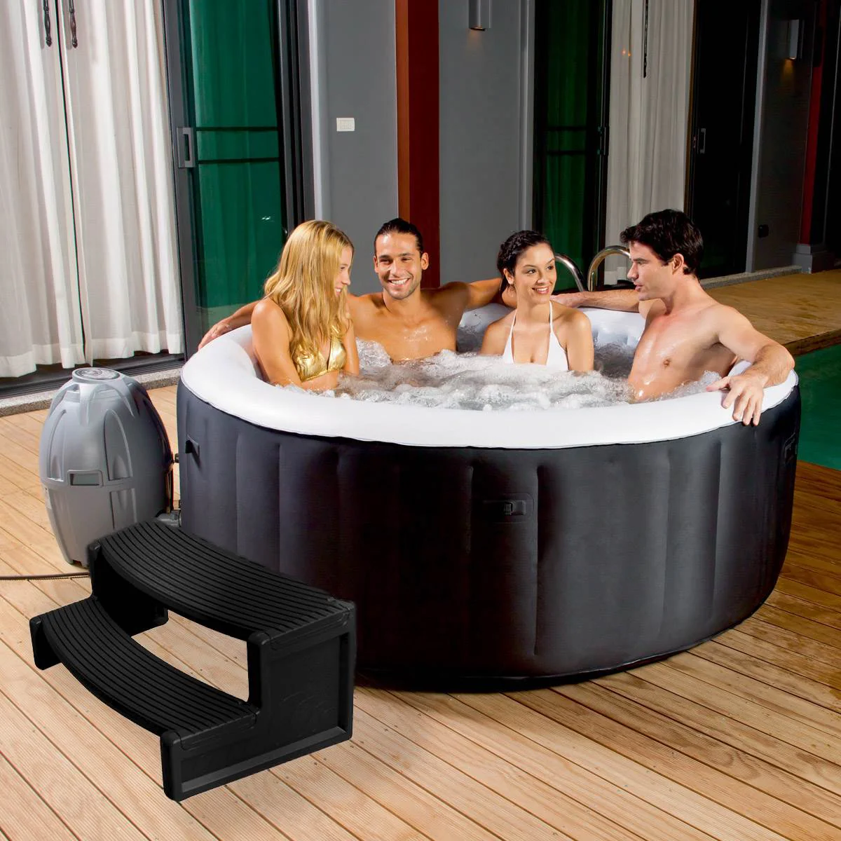 Confer Plastics Handi-Step Spa Hot Tub Stairs for Straight & Curved Spas, Black - Image 8
