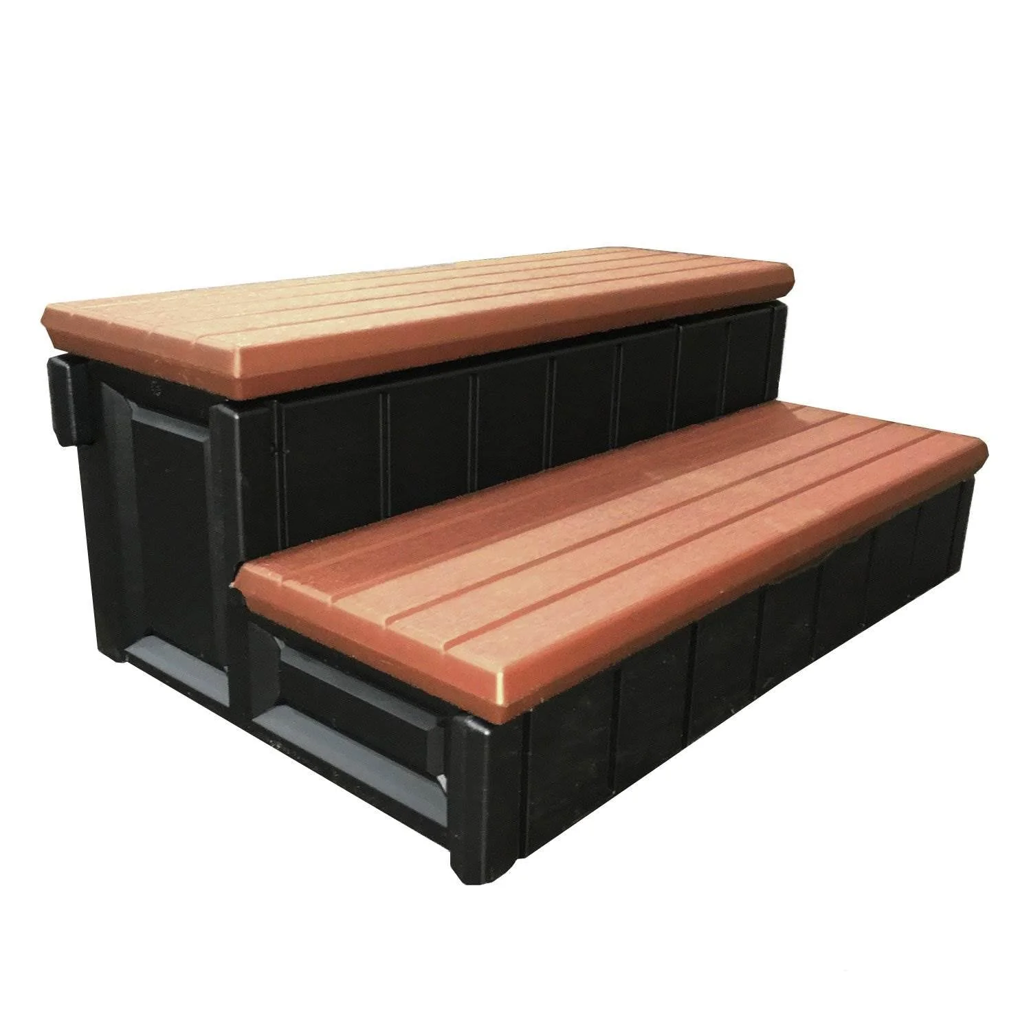 Confer Plastics Leisure Accents Deluxe 36"W Spa Hot Tub Steps, Redwood (2 Pack) - Image 2