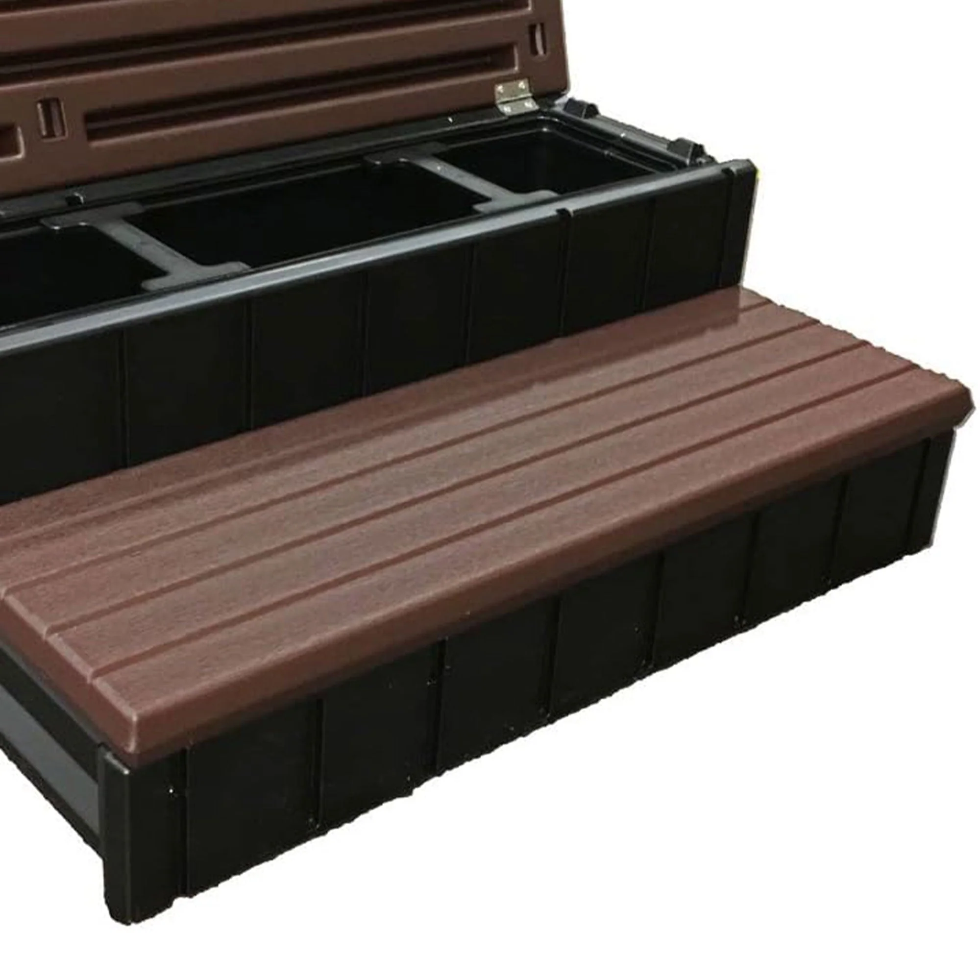 Confer Plastics Leisure Accents Outdoor Spa Hot Tub Storage Steps, Espresso - Image 7