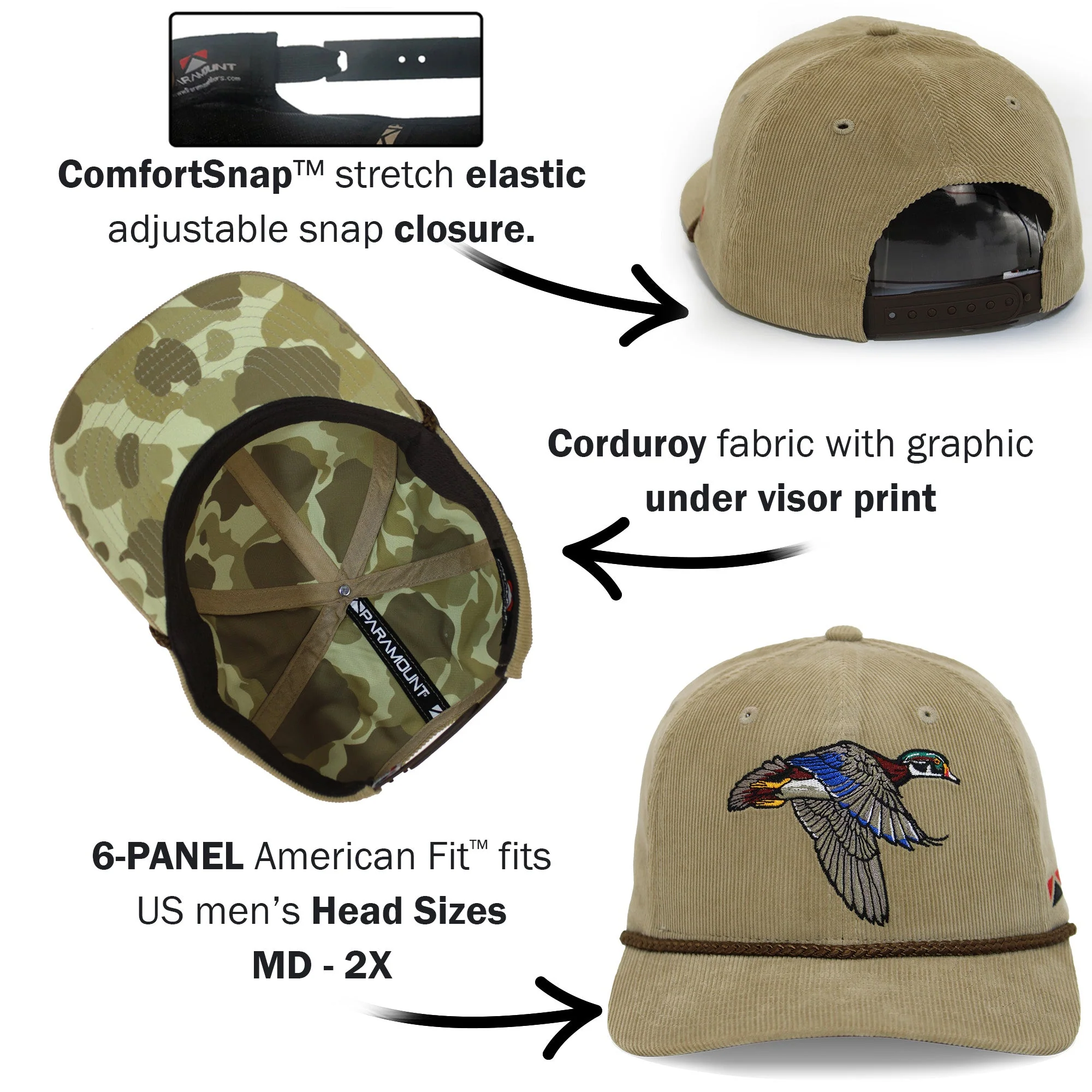Corduroy Wood Duck 6-Panel Performance Cap - Image 5