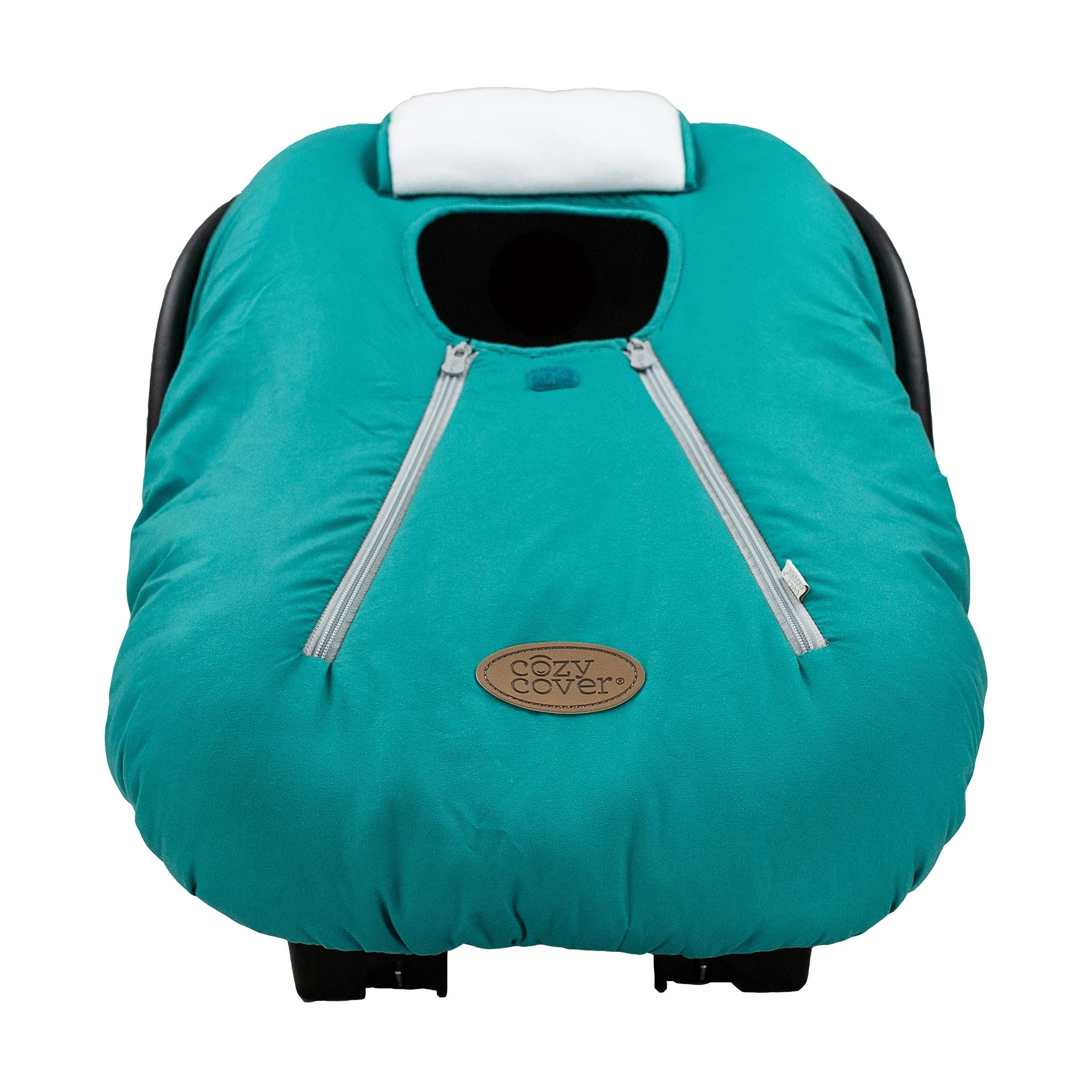 CozyBaby Original Infant Car Seat Cover w/ Dual Zippers & Elastic Edge, Teal - Image 6