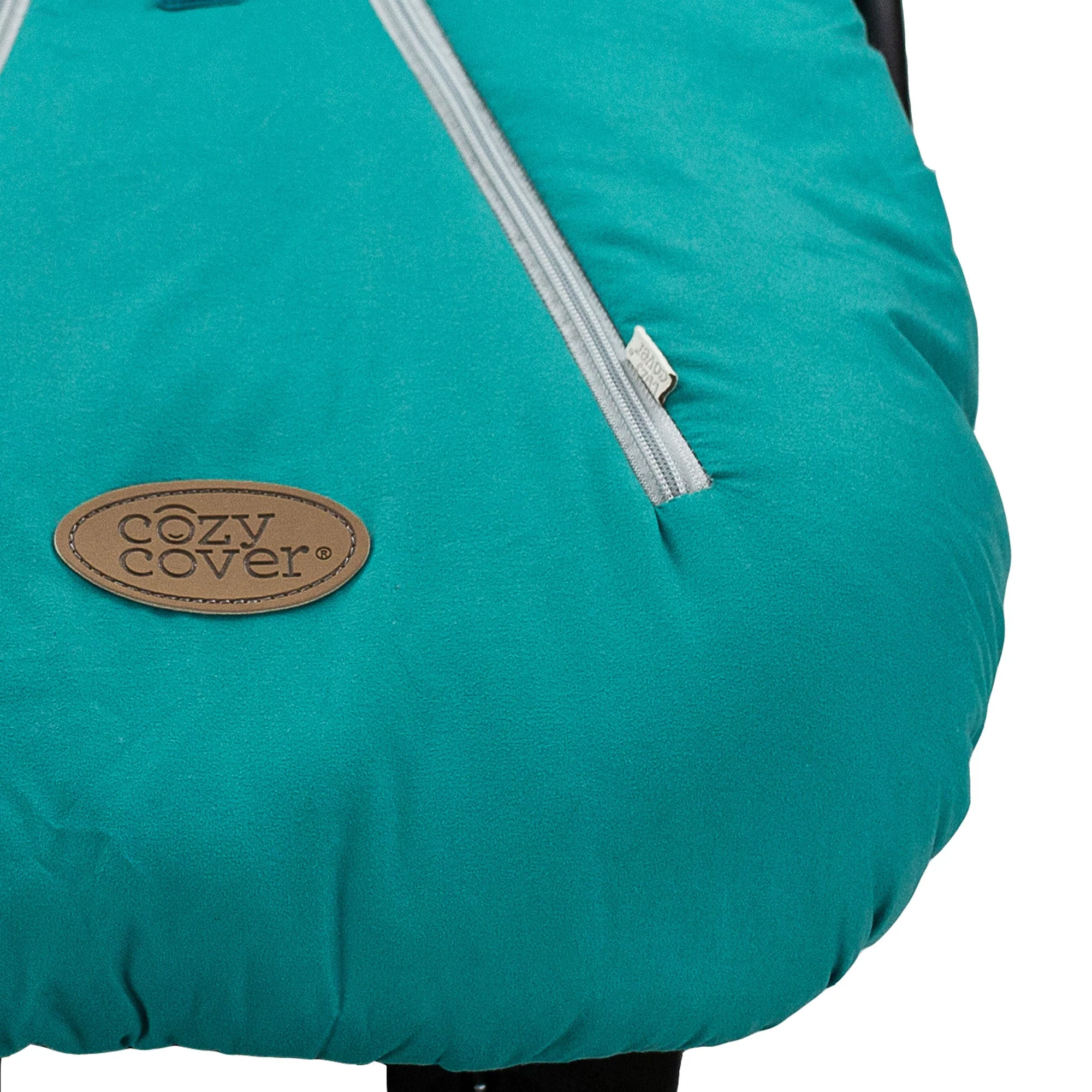 CozyBaby Original Infant Car Seat Cover w/ Dual Zippers & Elastic Edge, Teal - Image 8