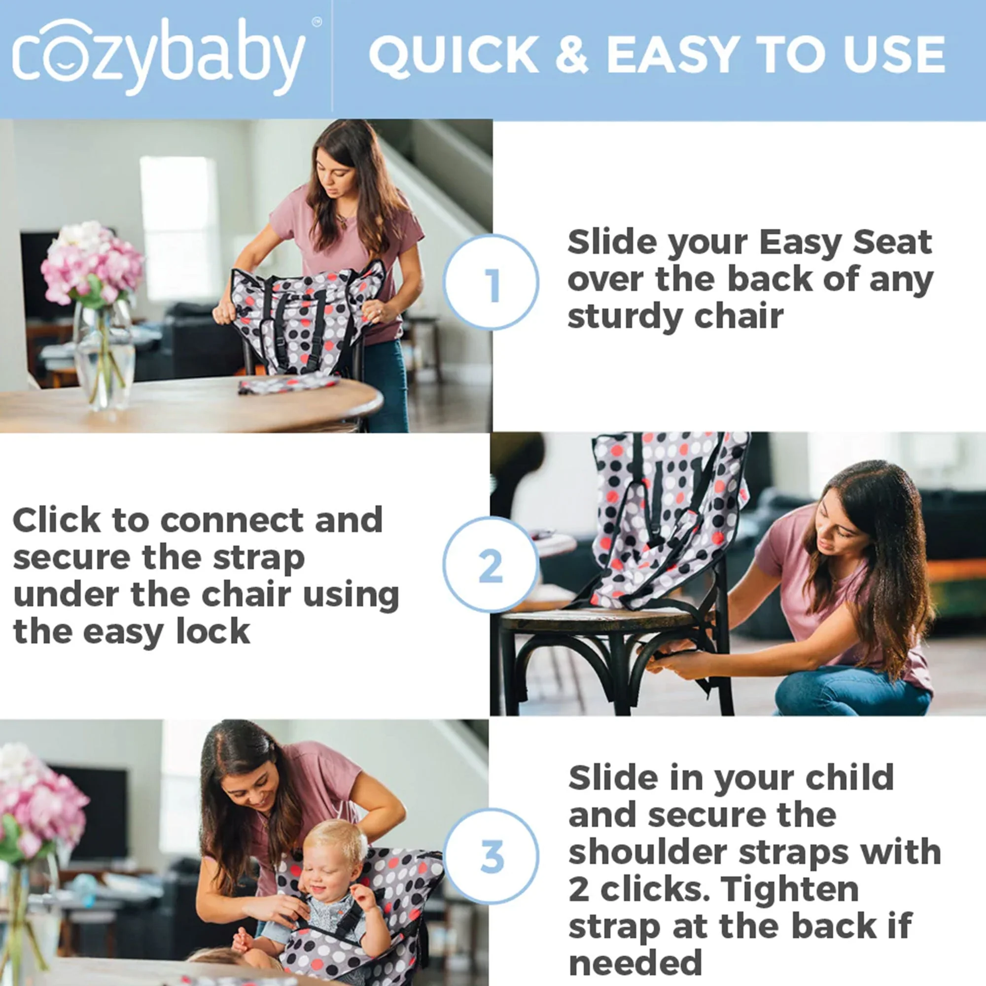 CozyBaby Portable Washable Travel Cloth Easy Seat High Chair, Charcoal Yellow - Image 4