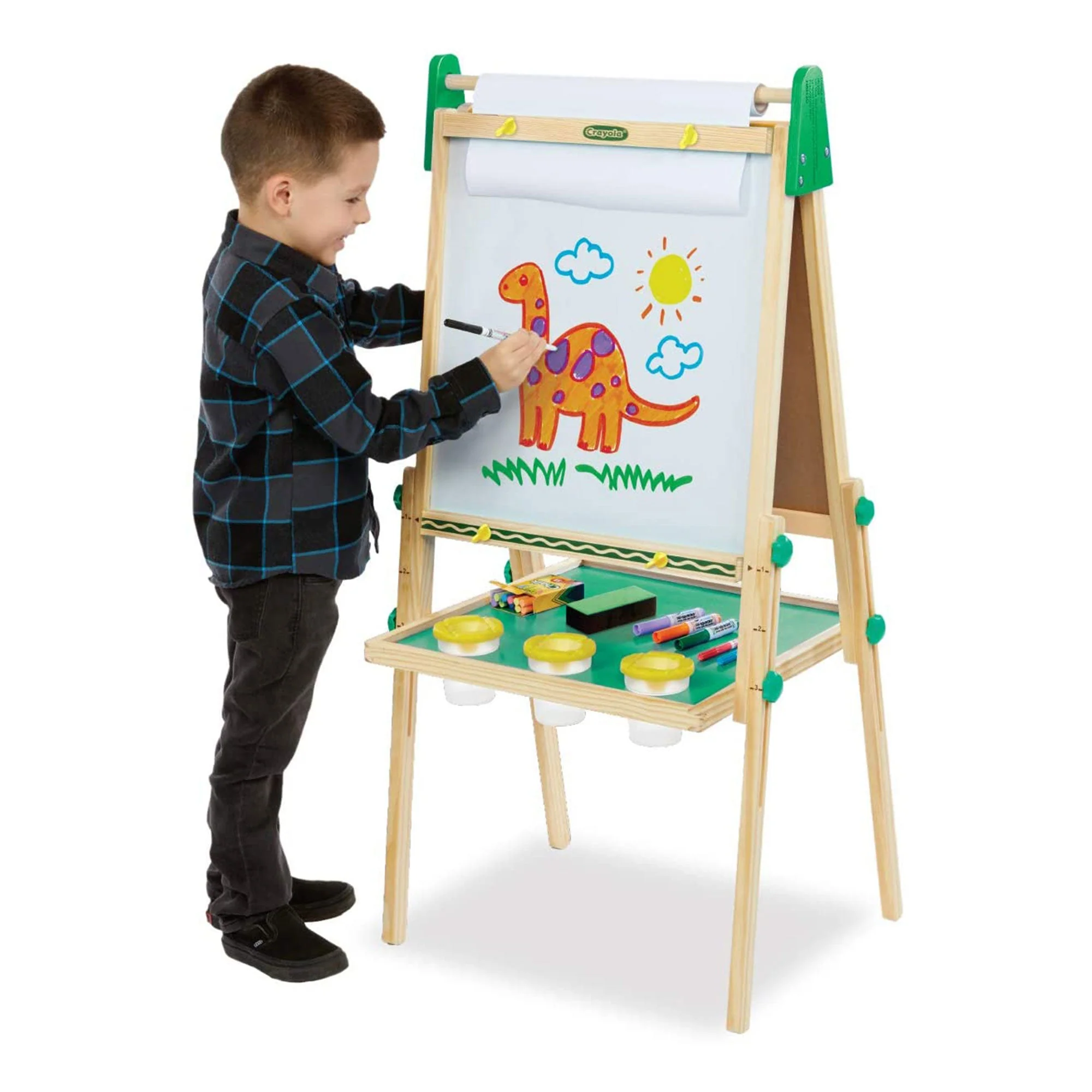 Crayola Kids Dual Sided Wooden Art Easel with Chalkboard and Dry Erase Supplies - Image 11