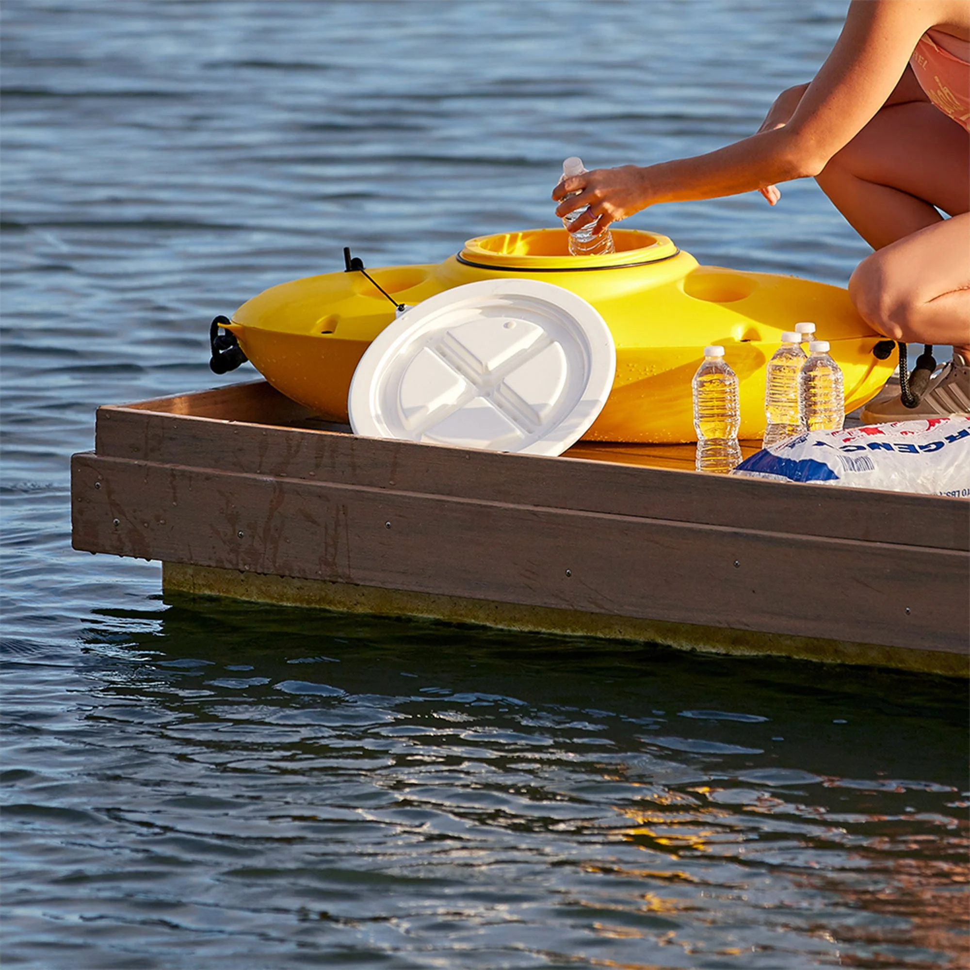 CreekKooler 30 Qt Floating Insulated Beverage Cooler Pull Behind Kayak, Yellow - Image 5