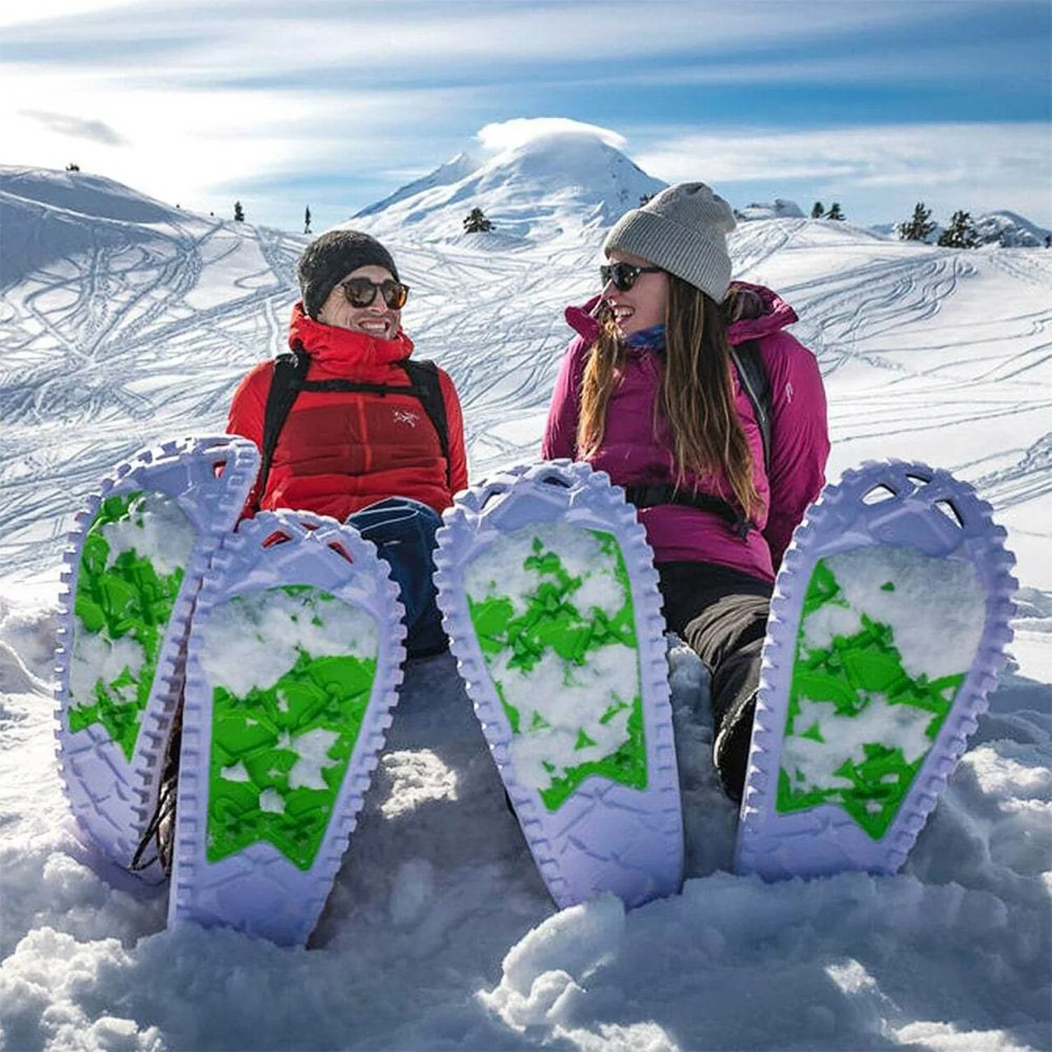 Crescent Moon Eva Foam Deck Recreational and Running Snowshoes for Adults, Red - Image 7