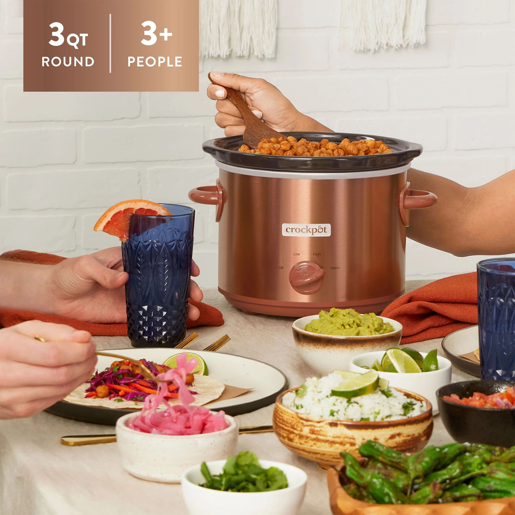 Crock-Pot 3 Quarts Manual Design Series Slow Cooker w/3 Heat Settings, Copper - Image 2