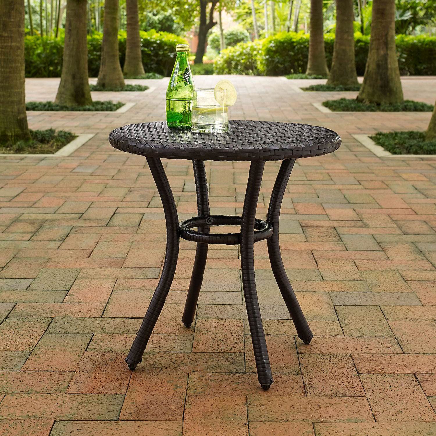 Crosley Furniture Palm Harbor Outdoor Backyard Patio Wicker Side Table, Brown - Image 2