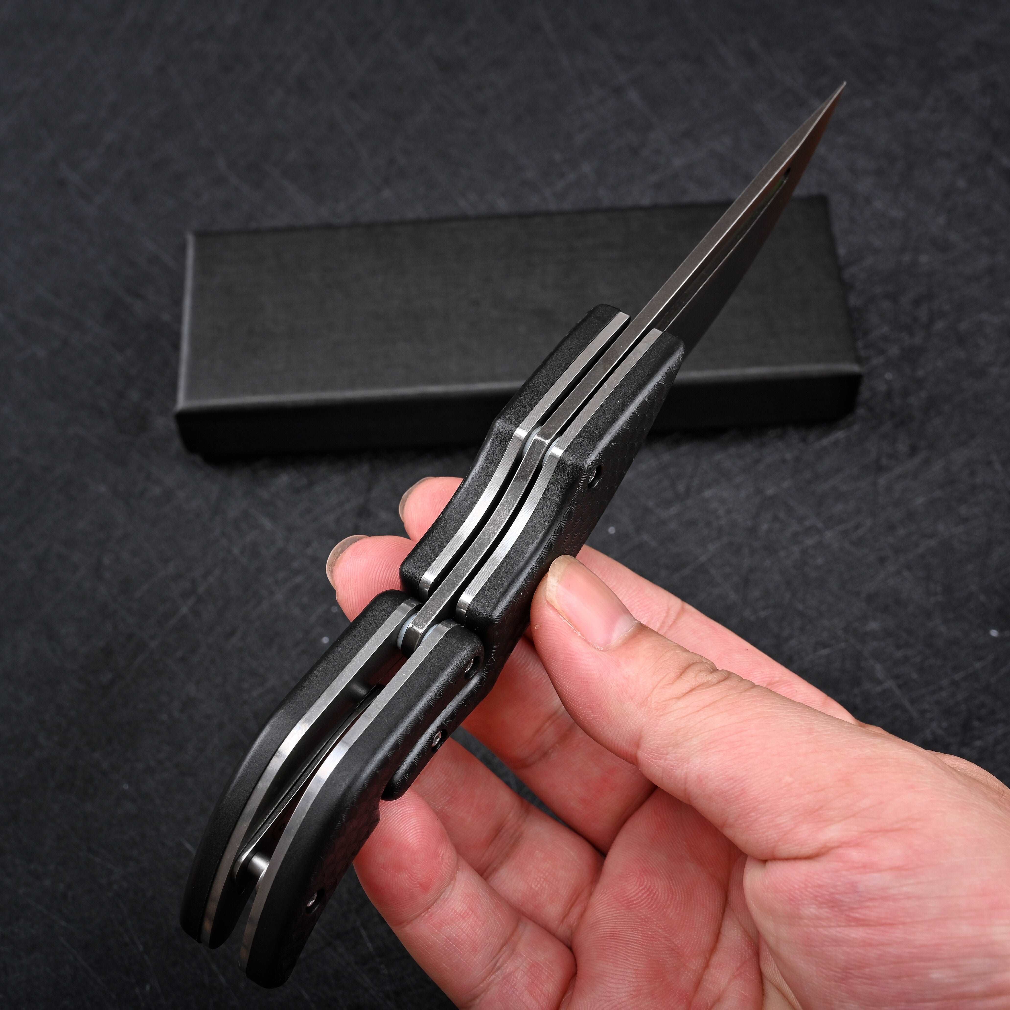 Crux D2 High Carbon Stainless Steel Pocket Knife with Micarta Handle - Image 3