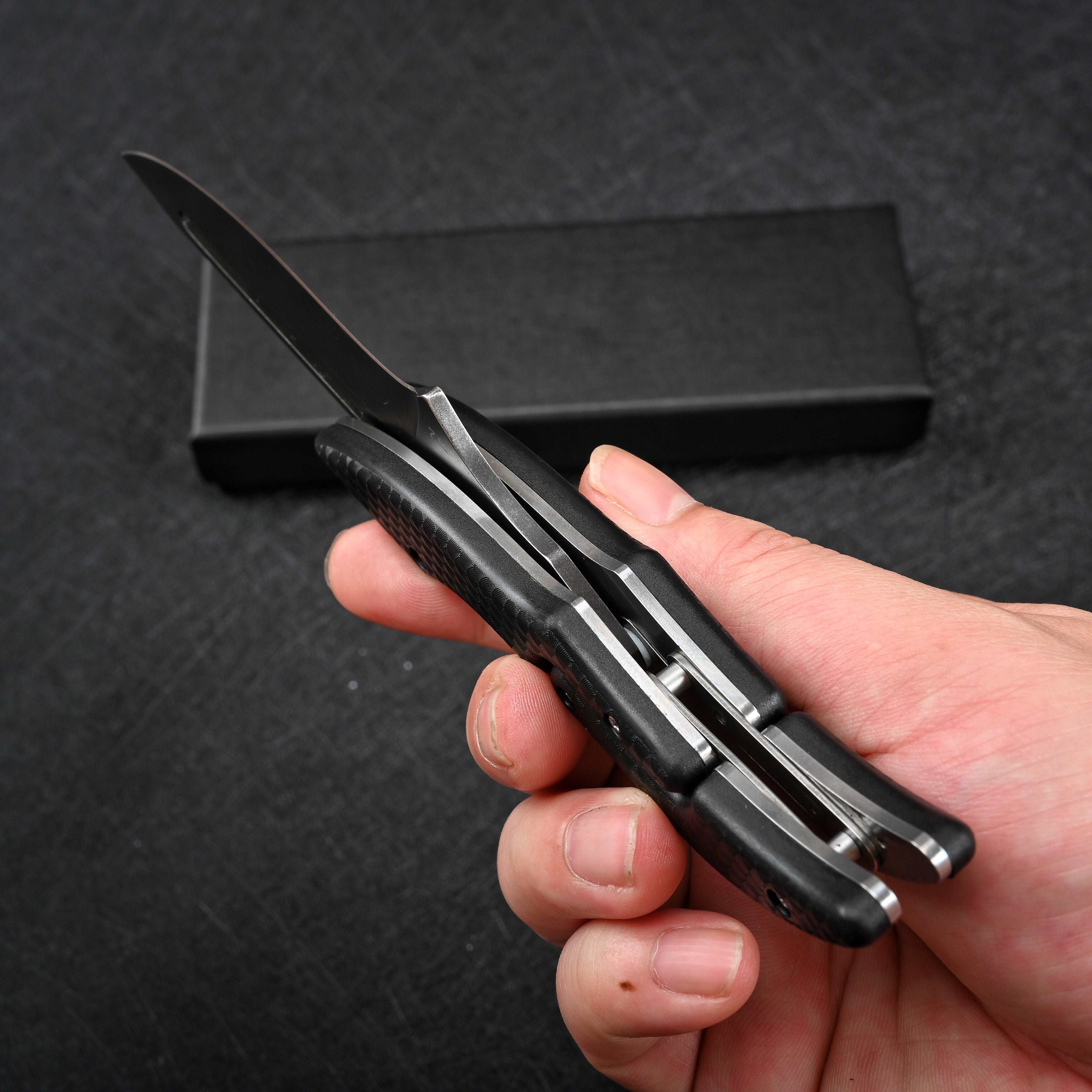 Crux D2 High Carbon Stainless Steel Pocket Knife with Micarta Handle - Image 4