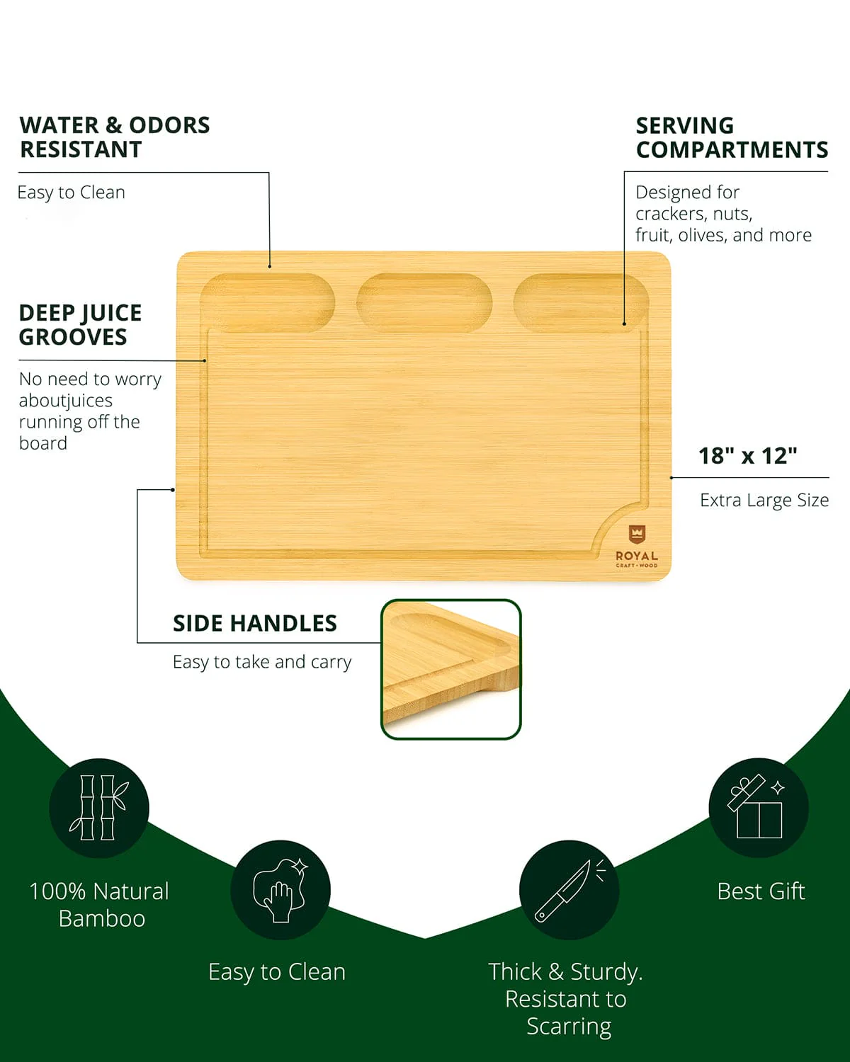 Cutting Board with Compartments, 18” x 12” - Image 2