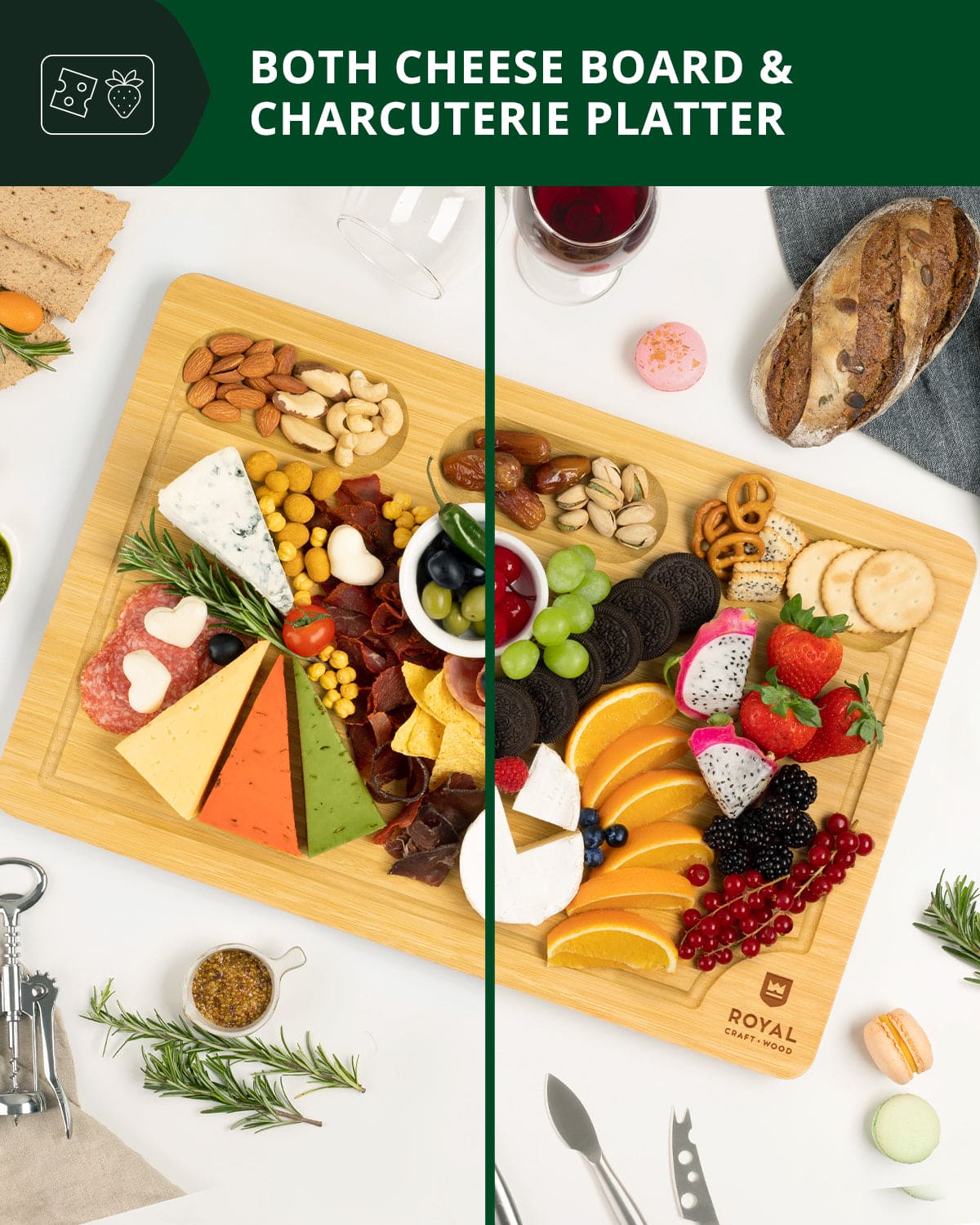 Cutting Board with Compartments, 18” x 12” - Image 9
