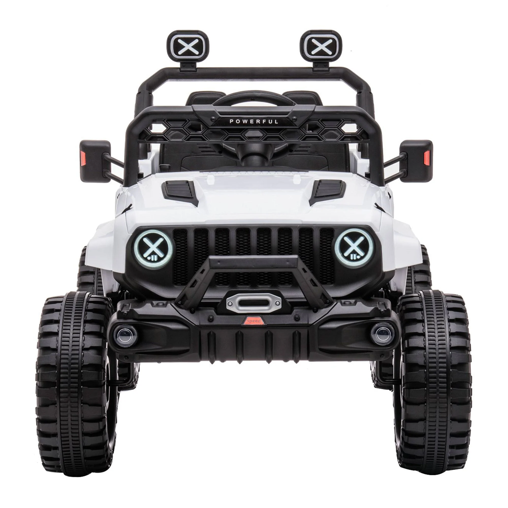 DAKOTT 12V Ride On Truck Electric Off Road Car w/Remote Control for Kids, White - Image 2