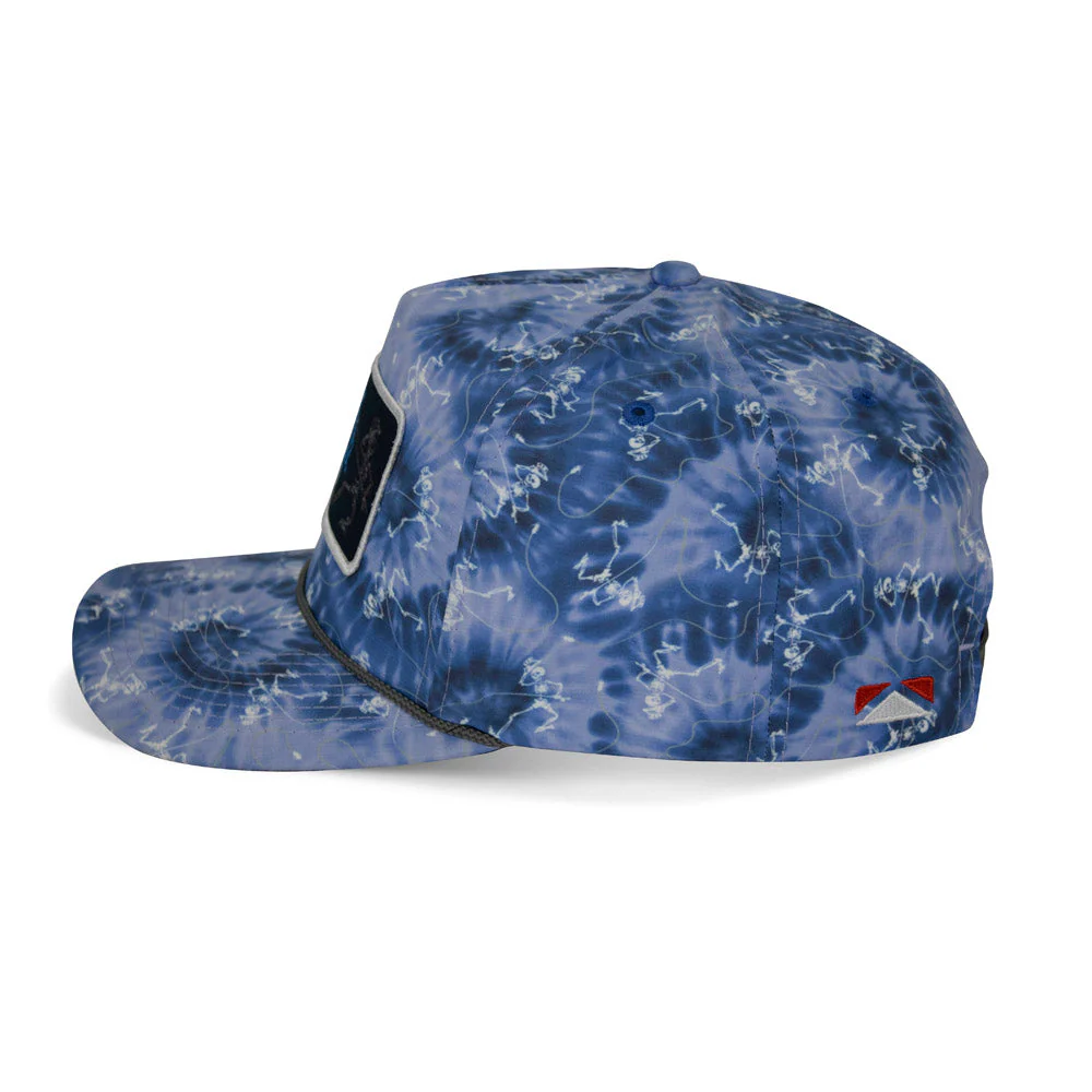 Dancing Skeletons Fly Fishing Trucker Tie Dye Rope Cap - Image 7