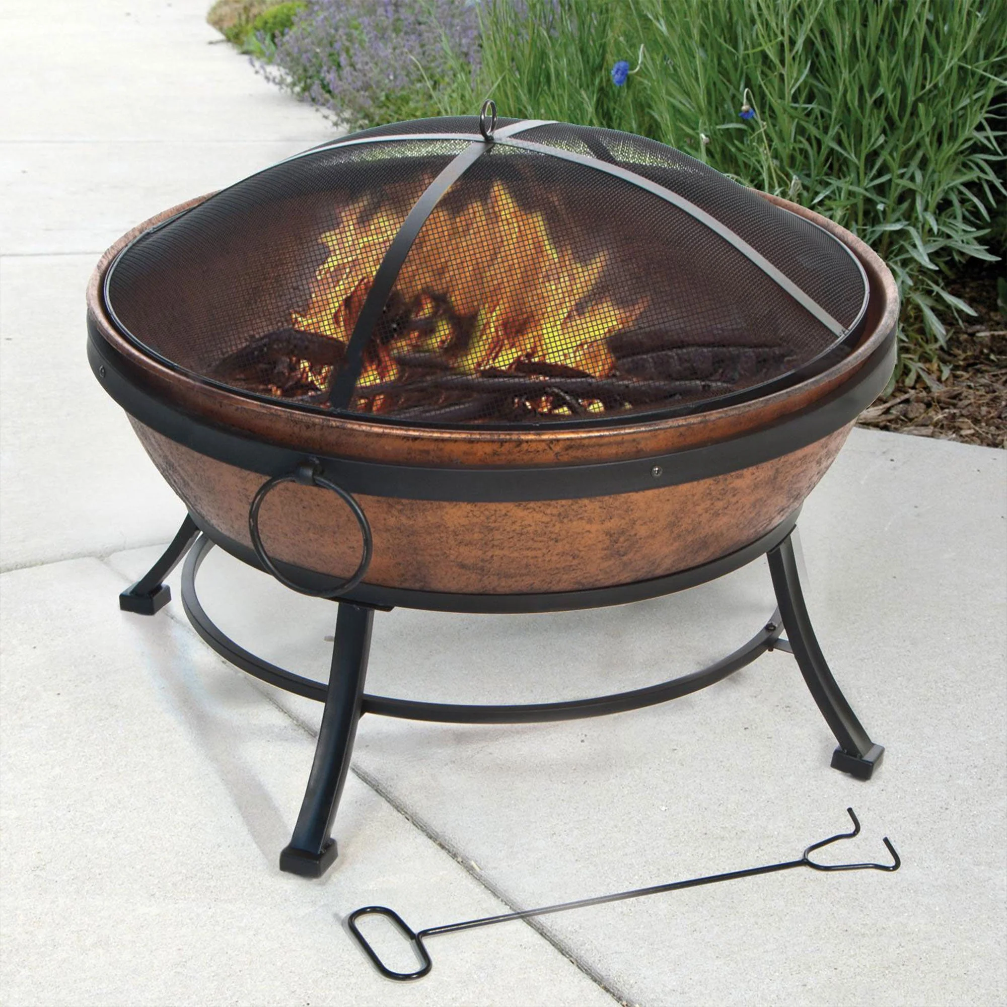 DeckMate 30371 Avondale Outdoor Patio Portable Steel Fire Bowl Fire Pit, Copper - Image 2