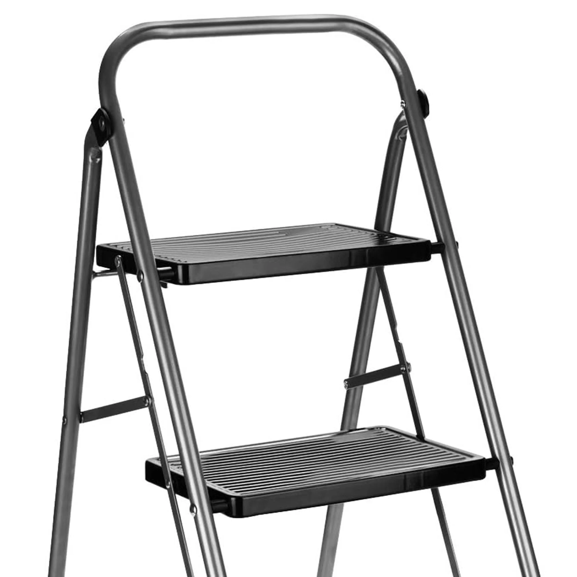 Delxo Folding Portable Alloy Steel 3 Step Stool Stepladder w/ Hand Grip, Gray - Image 11