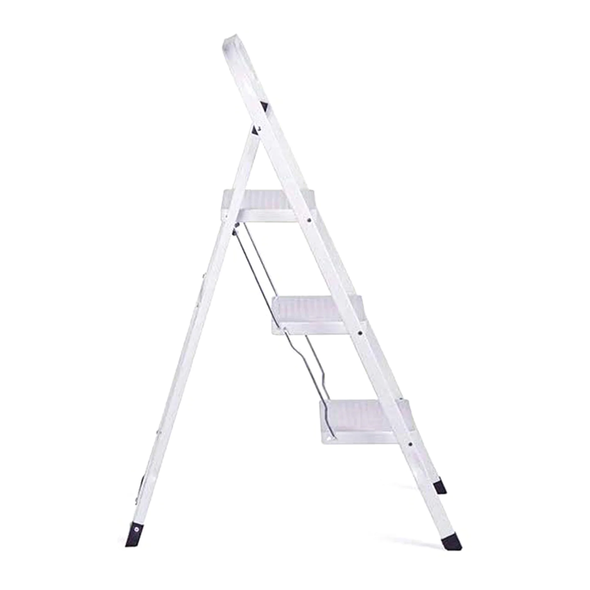 Delxo Folding Portable Steel Non Slip 3 Step Stool Stepladder w/Hand Grip, White - Image 2