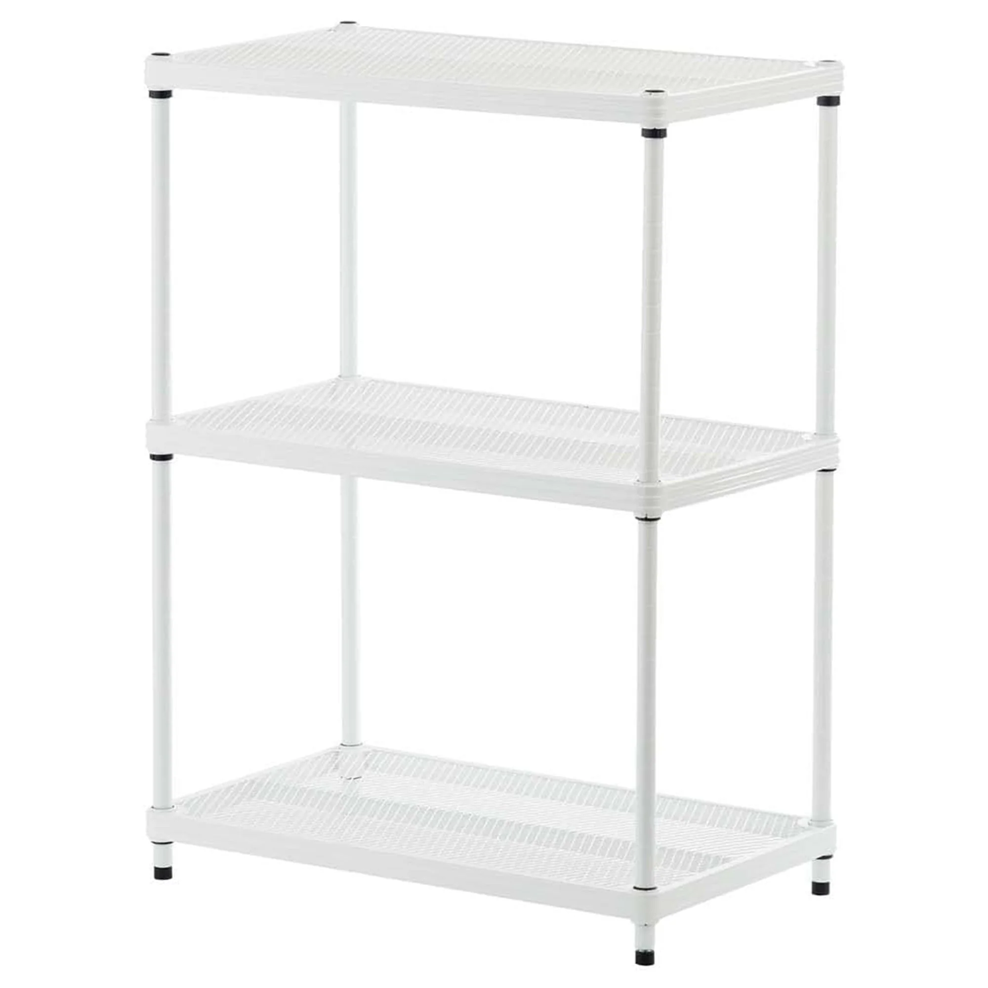 Design Ideas MeshWorks 3 Tier Full-Size Metal Storage Shelving Unit Rack, White