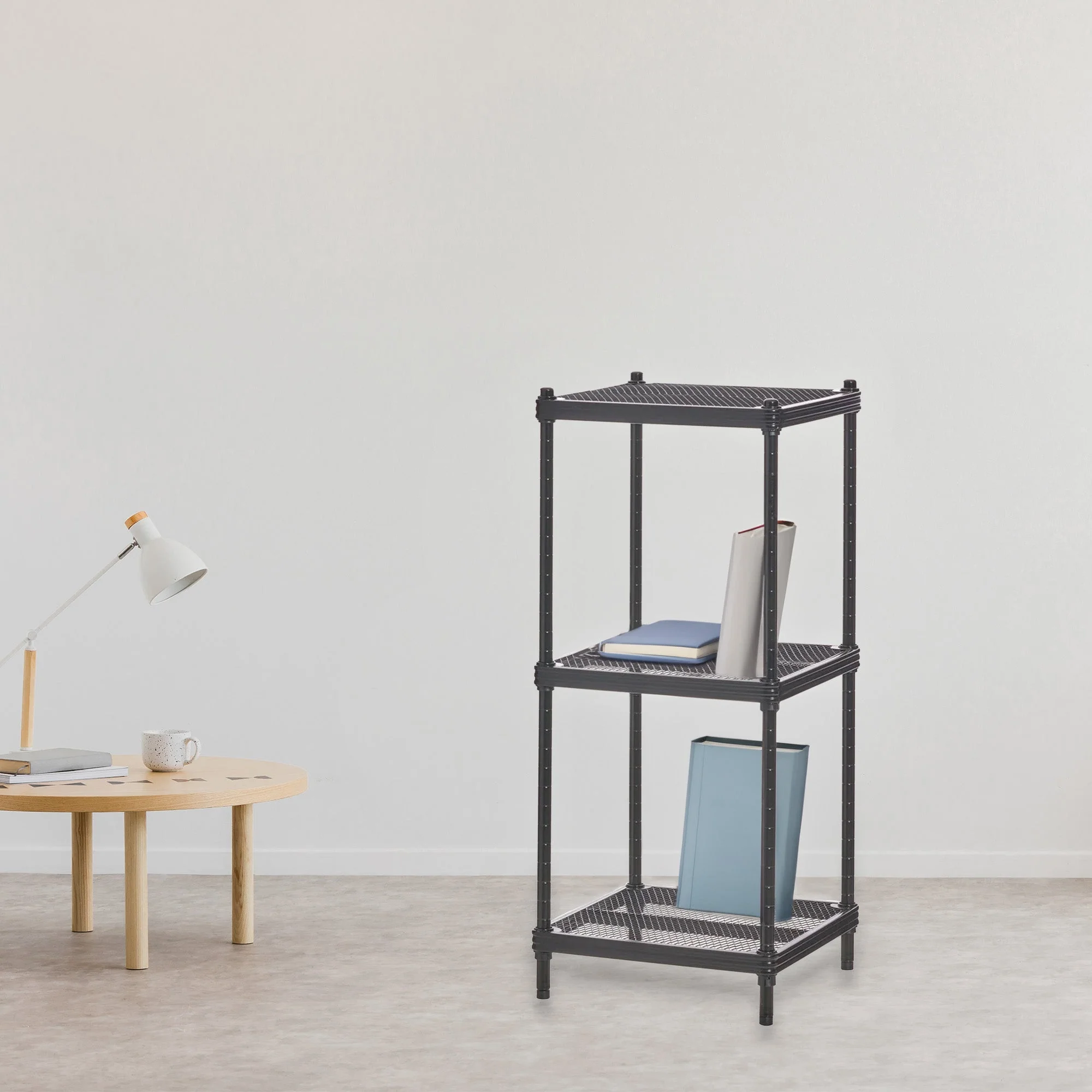Design Ideas MeshWorks 3 Tier Tower Metal Storage Shelving Unit Rack, Black - Image 4