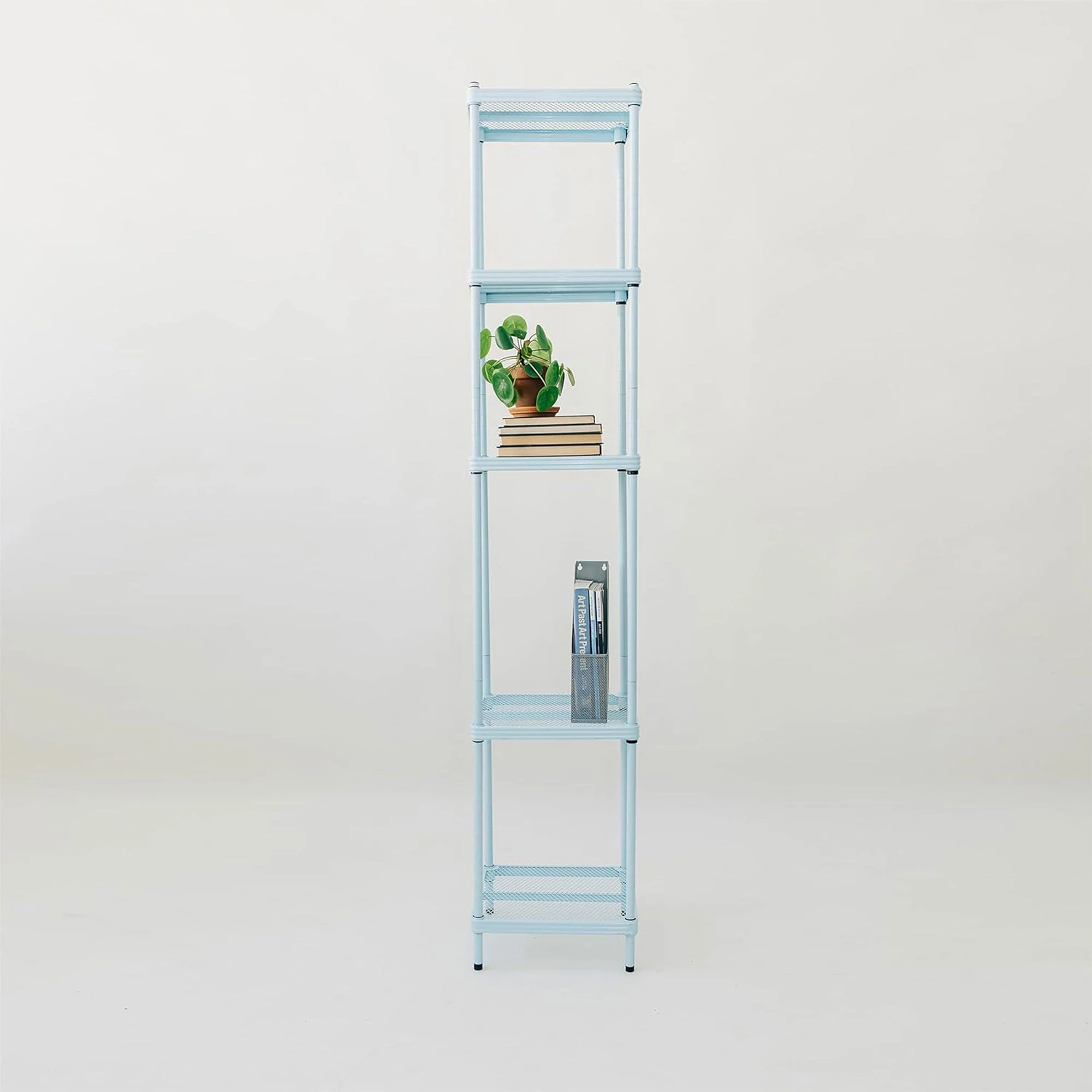 Design Ideas MeshWorks 5 Tier Tower Metal Storage Shelving Unit Rack, Sky Blue - Image 6