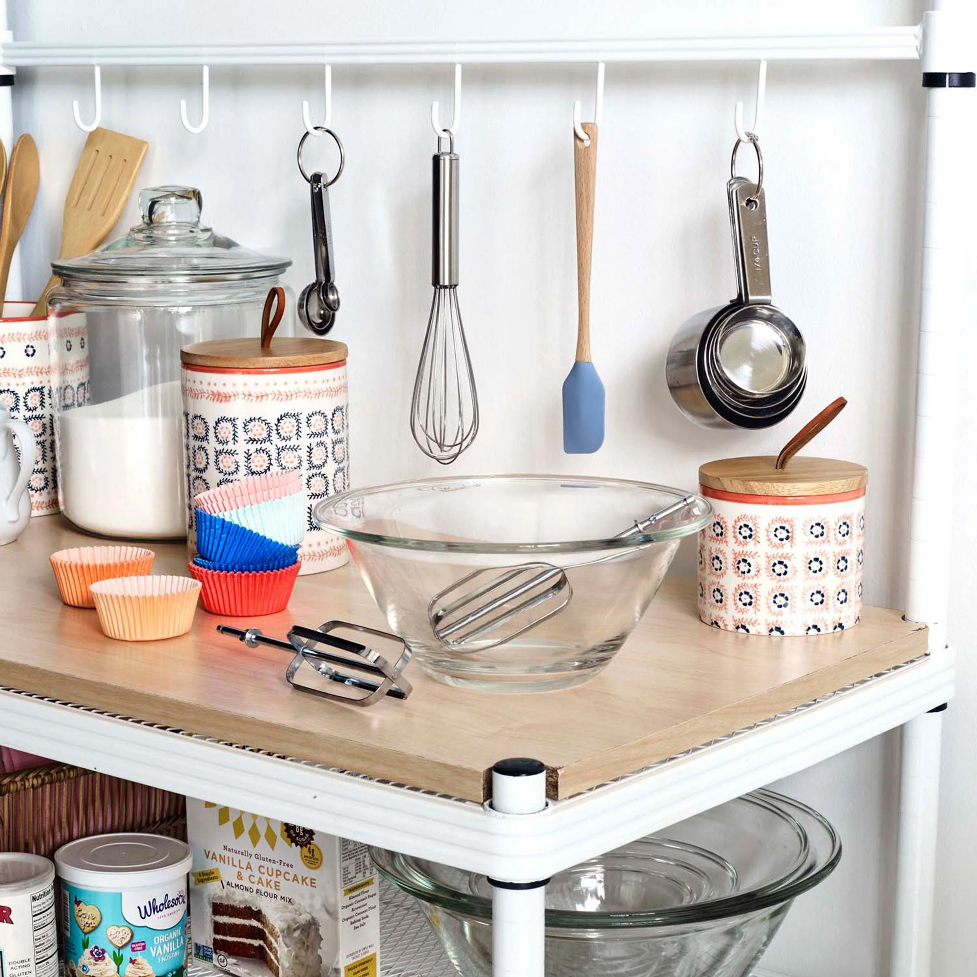 Design Ideas MeshWorks Metal Storage Utility Wood Top Shelving Unit Rack, Silver - Image 4