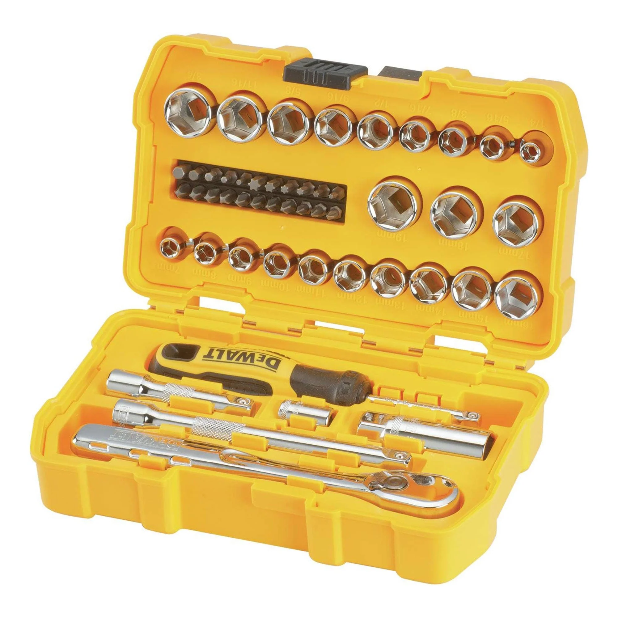 Dewalt 50 Piece 3/8 Inch Mechanics Hand Tool and Socket Set, SAE and Metric - Image 2