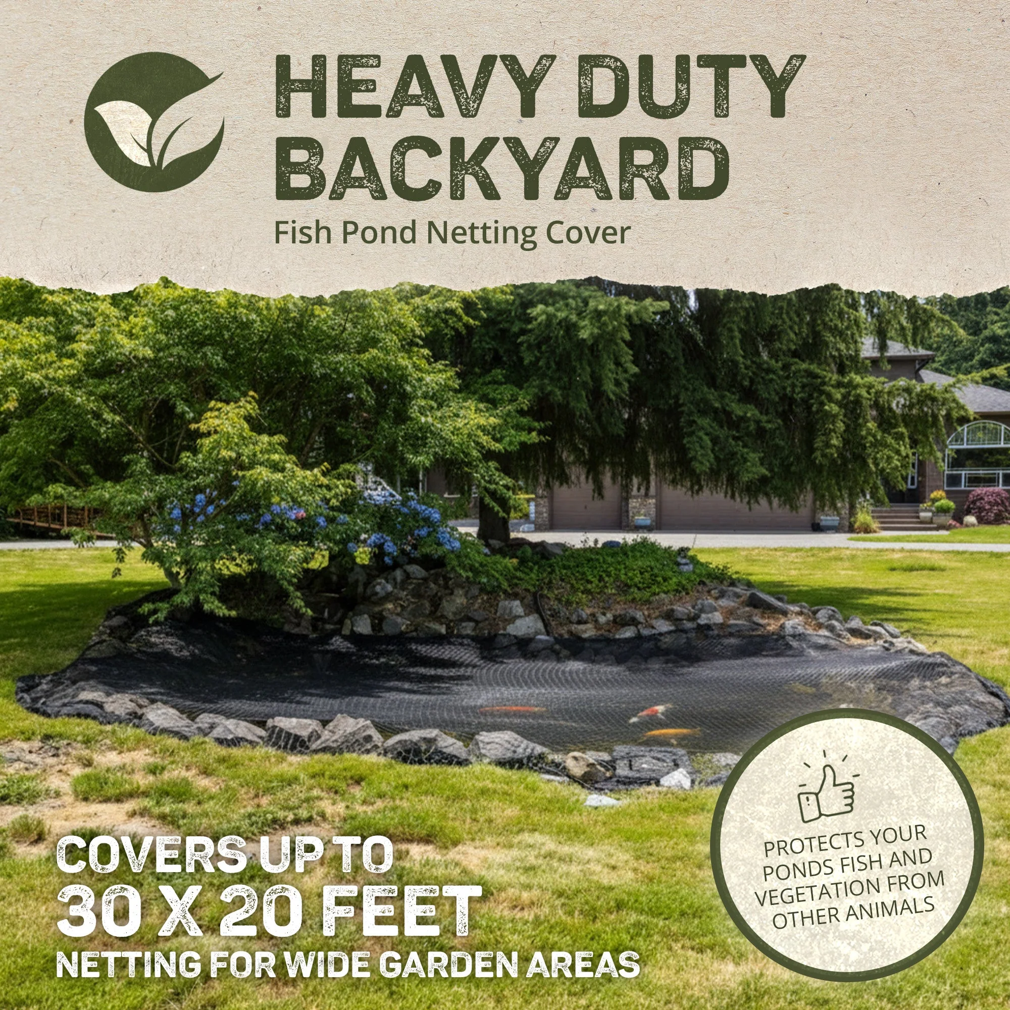 DeWitt Deluxe PN30-2030 30 x 20 Ft Heavy Duty Backyard Fish Pond Netting Cover - Image 3