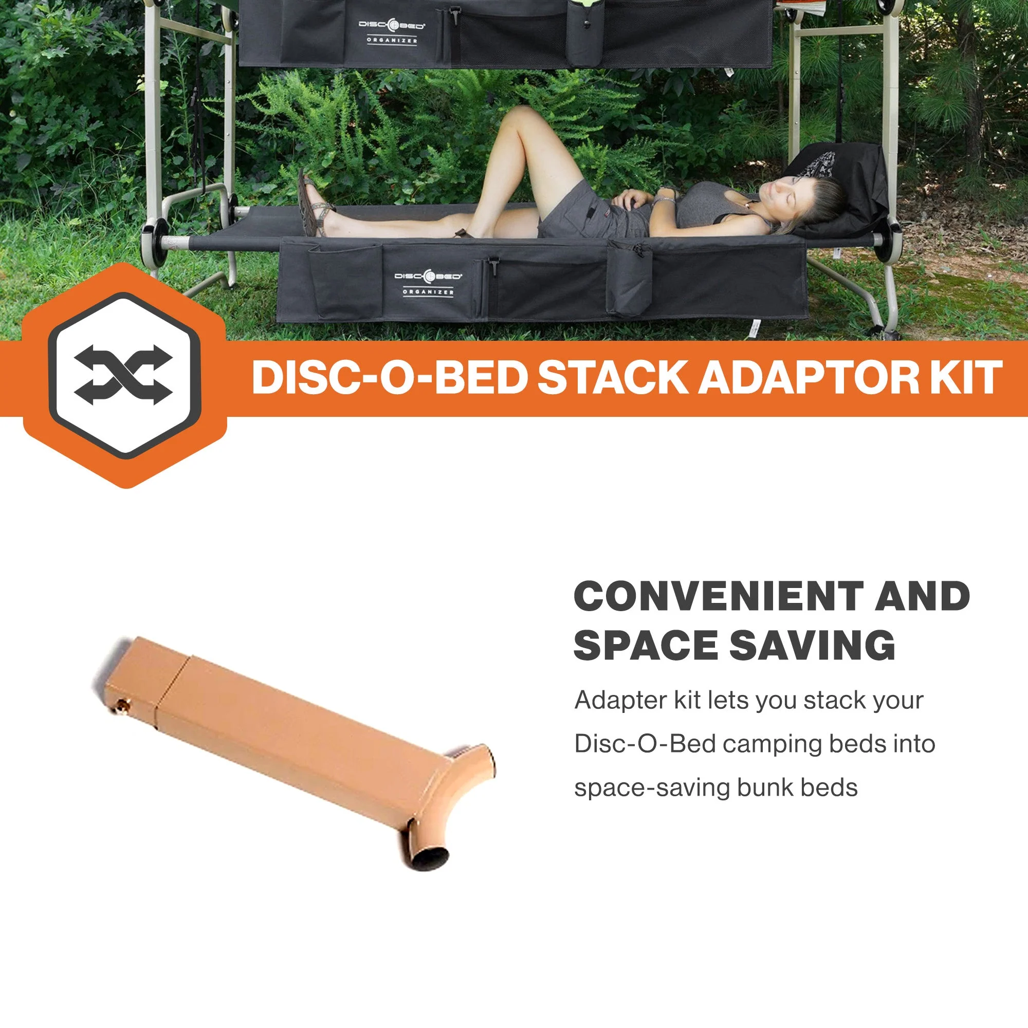 Disc-O-Bed 4 Pack Stack Adapter Kit for Disc-O-Bed Camping Cot Systems, Beige - Image 4