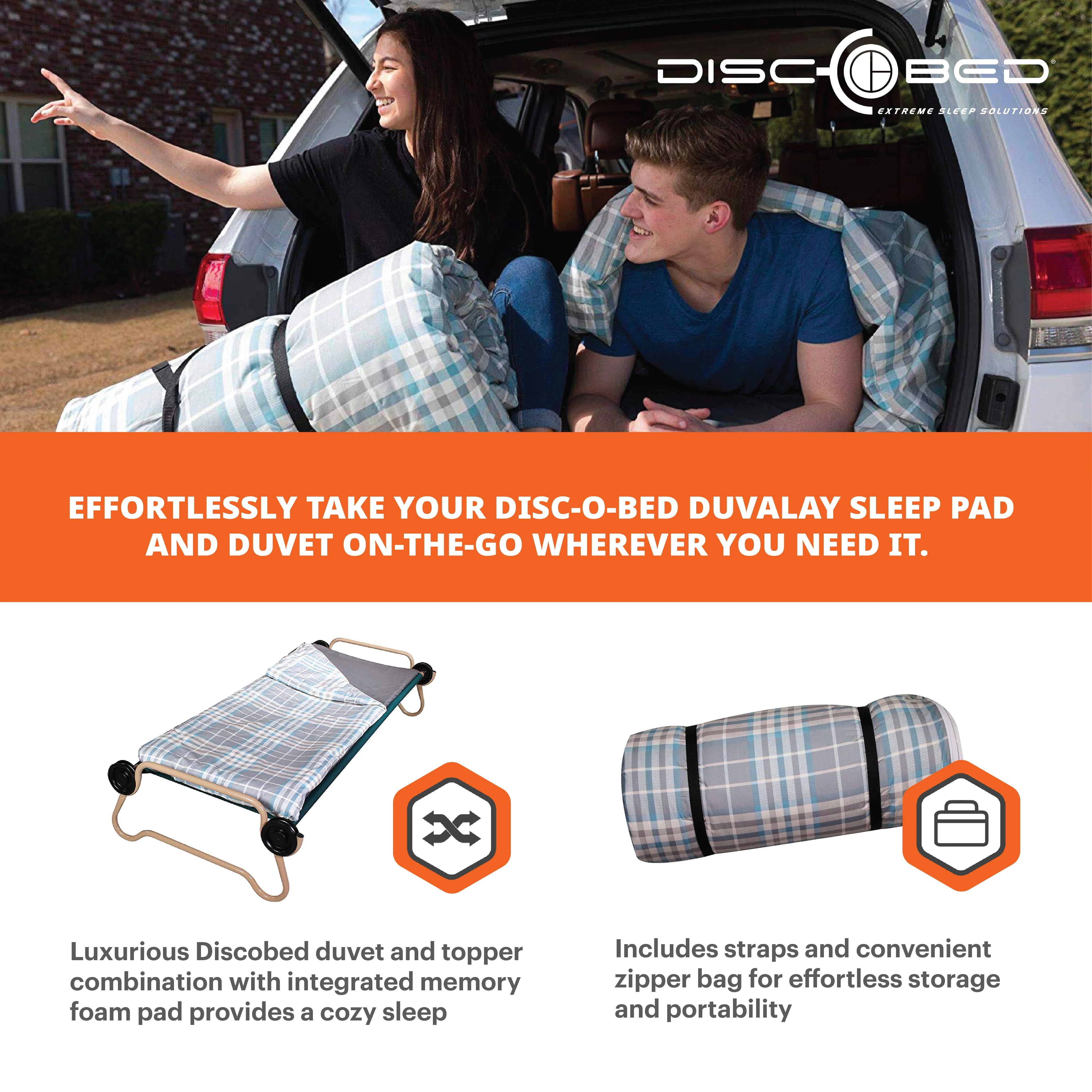 Disc-O-Bed Duvalay Adult XL Memory Foam Sleep Pad/Duvet, Ocean Plaid - Image 8