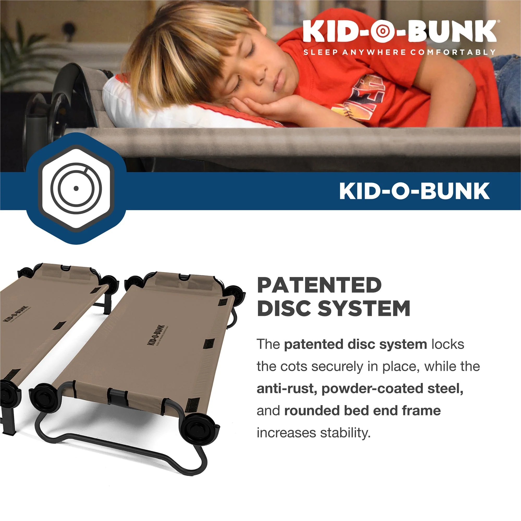Disc-O-Bed Kid-O-Bunk Benchable Double Toddler Bed with Storage Organizers, Tan - Image 5