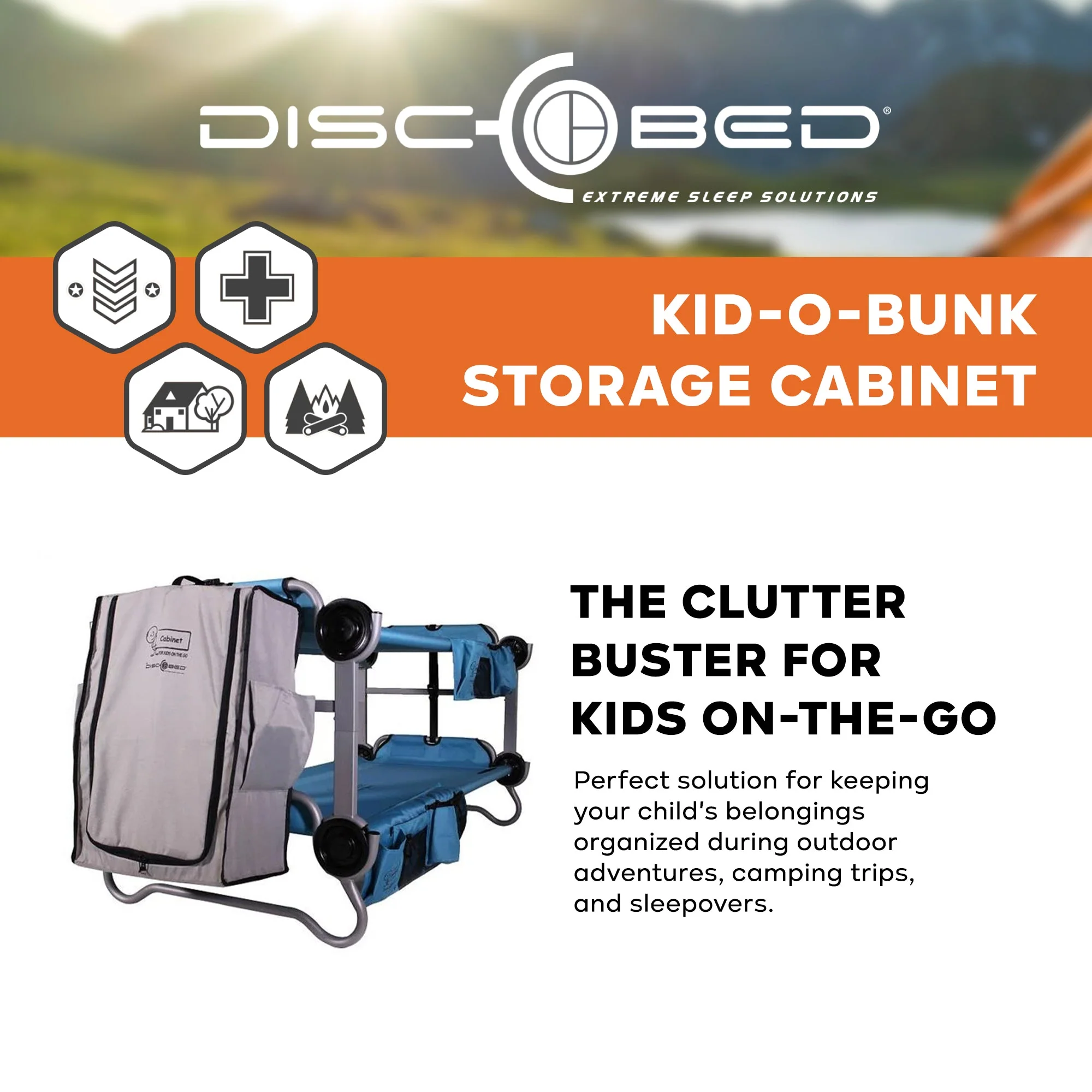 Disc-O-Bed Kid-O-Bunk Camping Cots Folding Storage Cabinet for Travel, Grey - Image 5