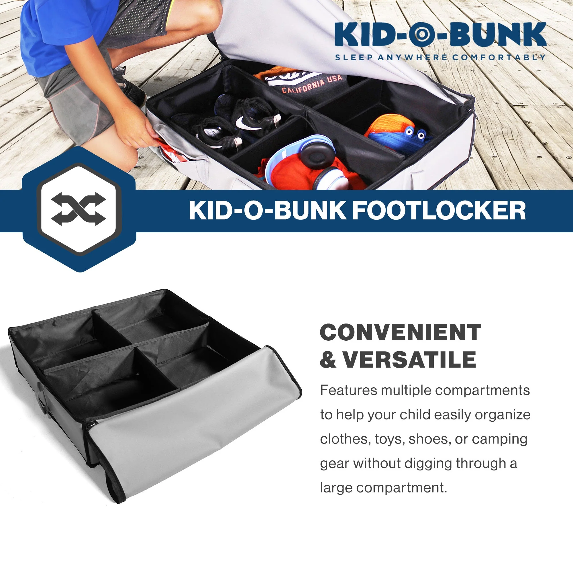 Disc-O-Bed Kid-O-Bunk Footlocker, Under Bed Organizer, Compact Design, Grey - Image 3