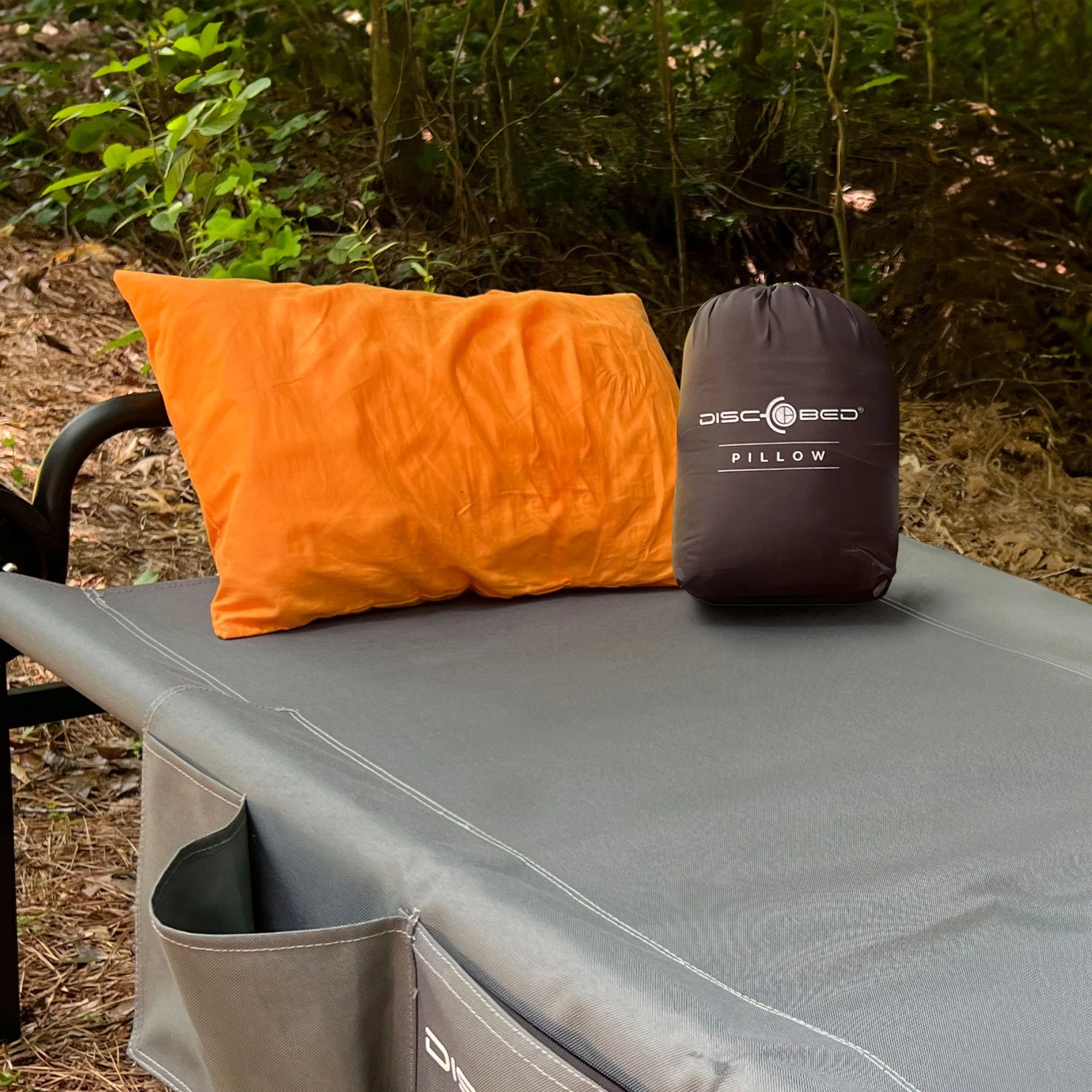 Disc-O-Bed Lightweight Travel Pillow, Camp Packable with Washable Cover, Orange - Image 7
