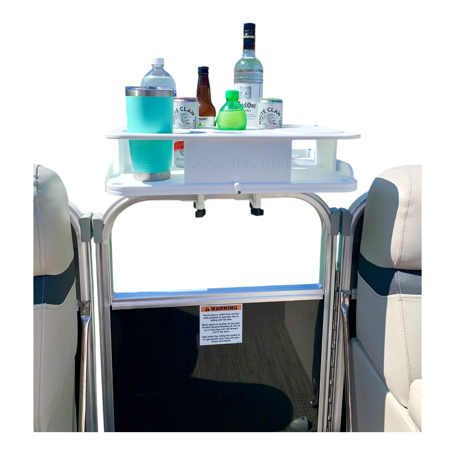 Docktail Boat Table Caddy with Pontoon Boat Rail Mount - Image 6