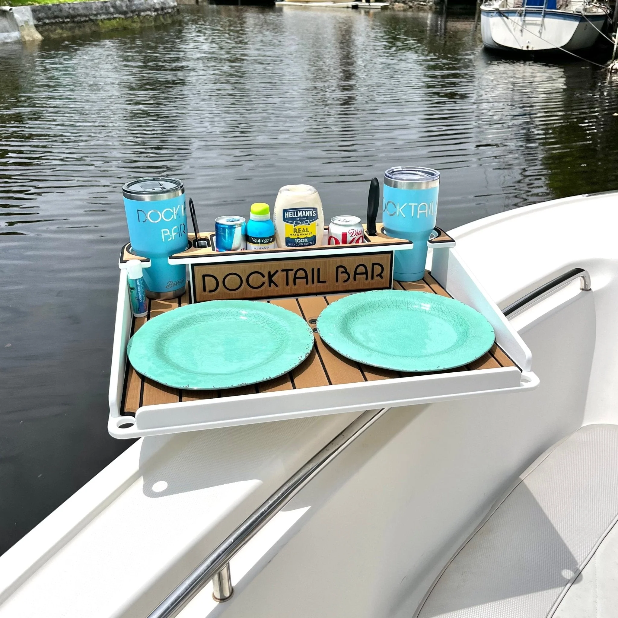 Docktail Utility Boat Table Accessory with Adjustable Rod Holder Mount - Image 16