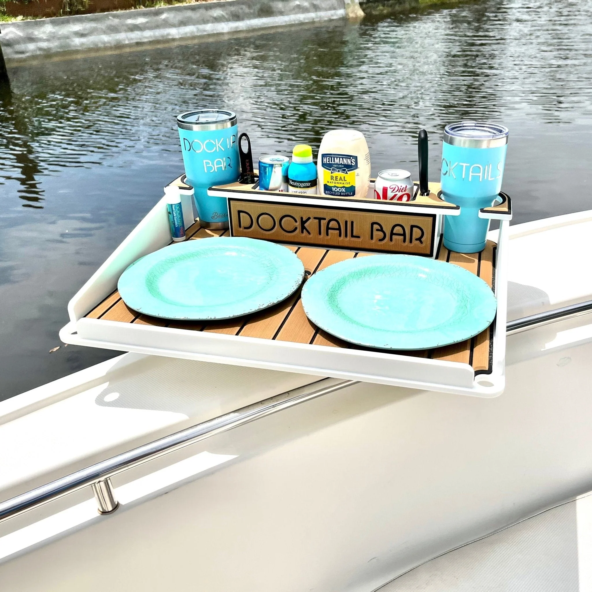 Docktail Utility Boat Table Accessory with Adjustable Rod Holder Mount - Image 20