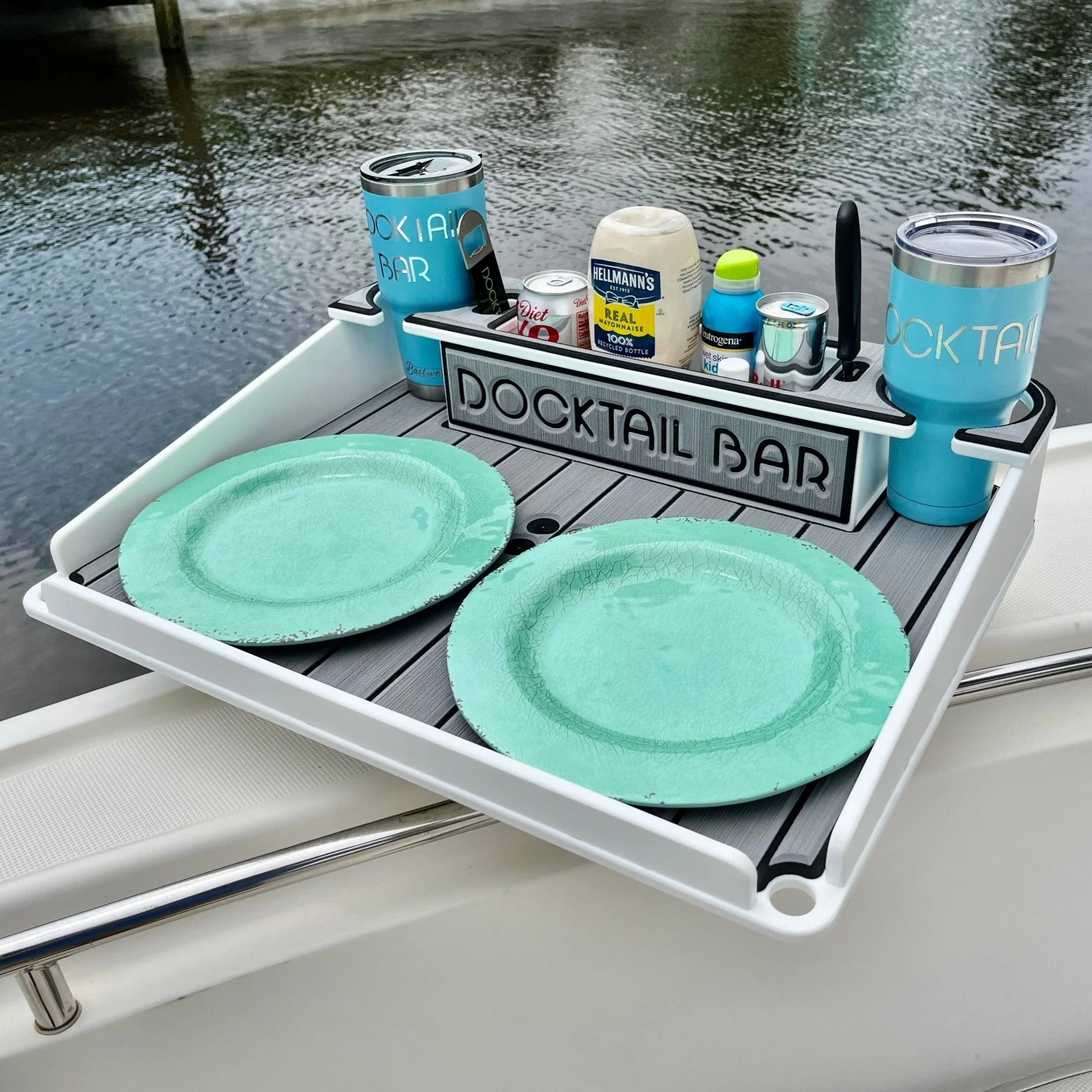 Docktail Utility Boat Table Accessory with Adjustable Rod Holder Mount - Image 4