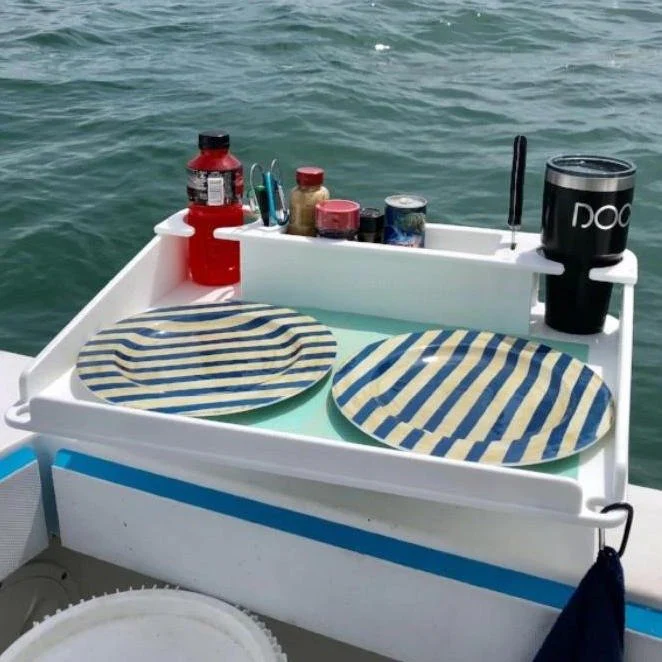 Docktail Utility Boat Table Accessory with Adjustable Rod Holder Mount - Image 5