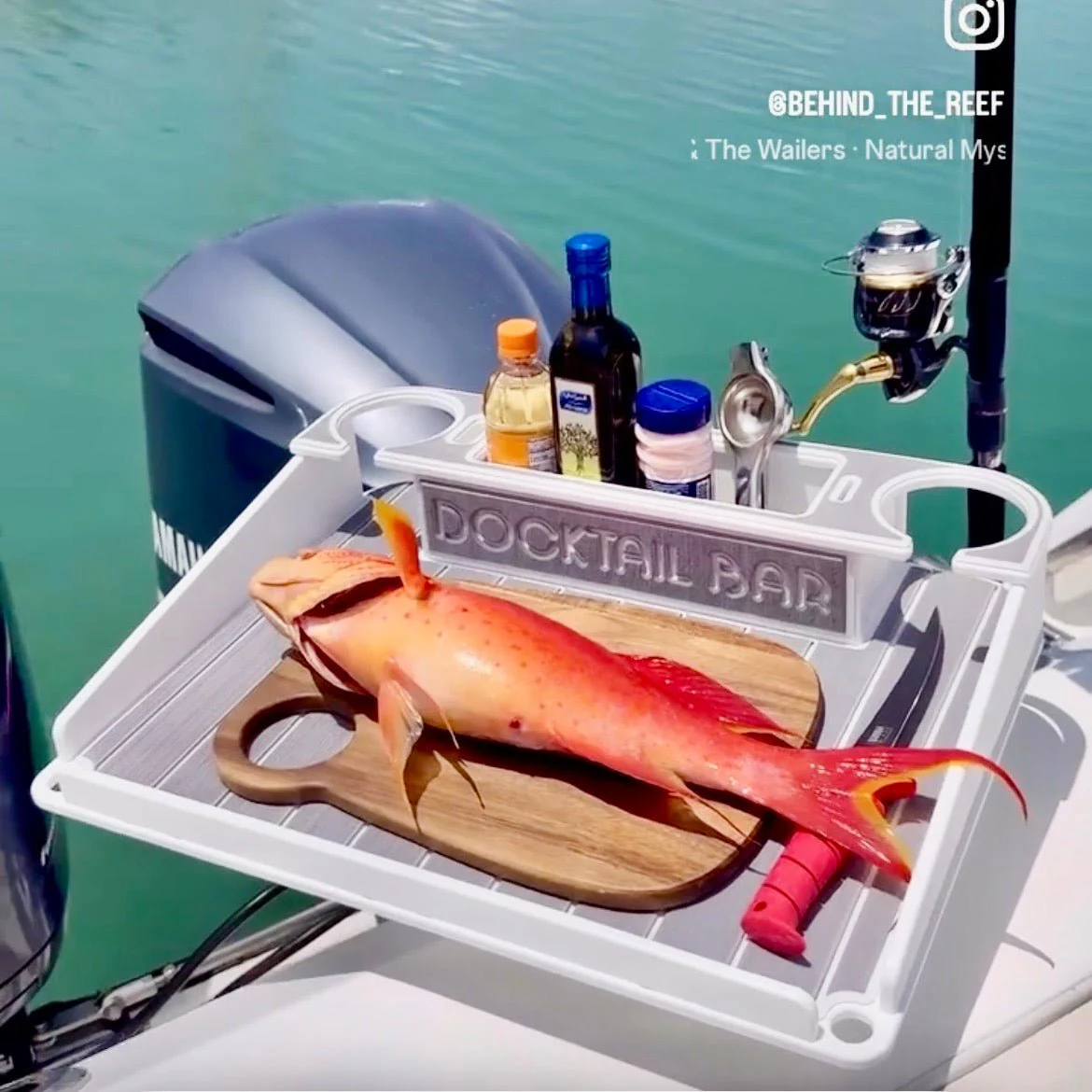 Docktail Utility Boat Table Accessory with Adjustable Rod Holder Mount - Image 6