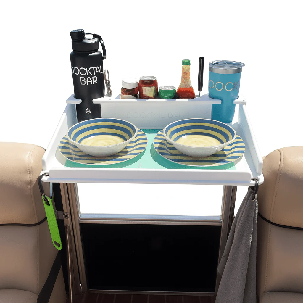 Docktail Utility Boat Table with Pontoon Boat Rail Mount - Image 15
