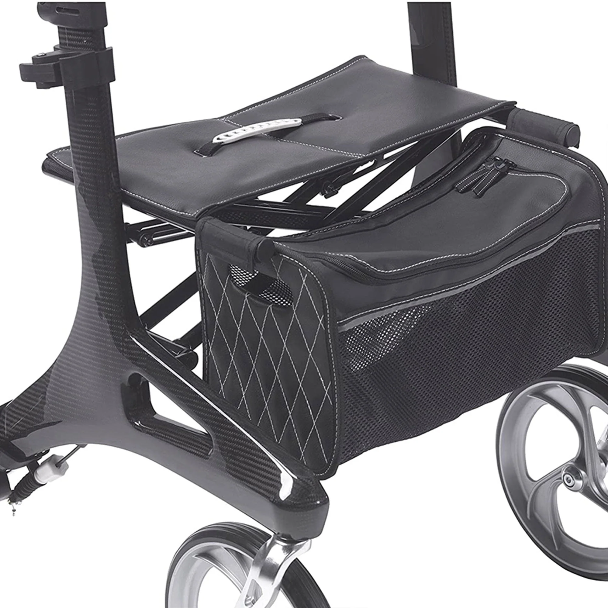 Drive Medical Nitro Elite CF Carbon Fiber Rollator Walker Chair w/ Brake, Black - Image 5