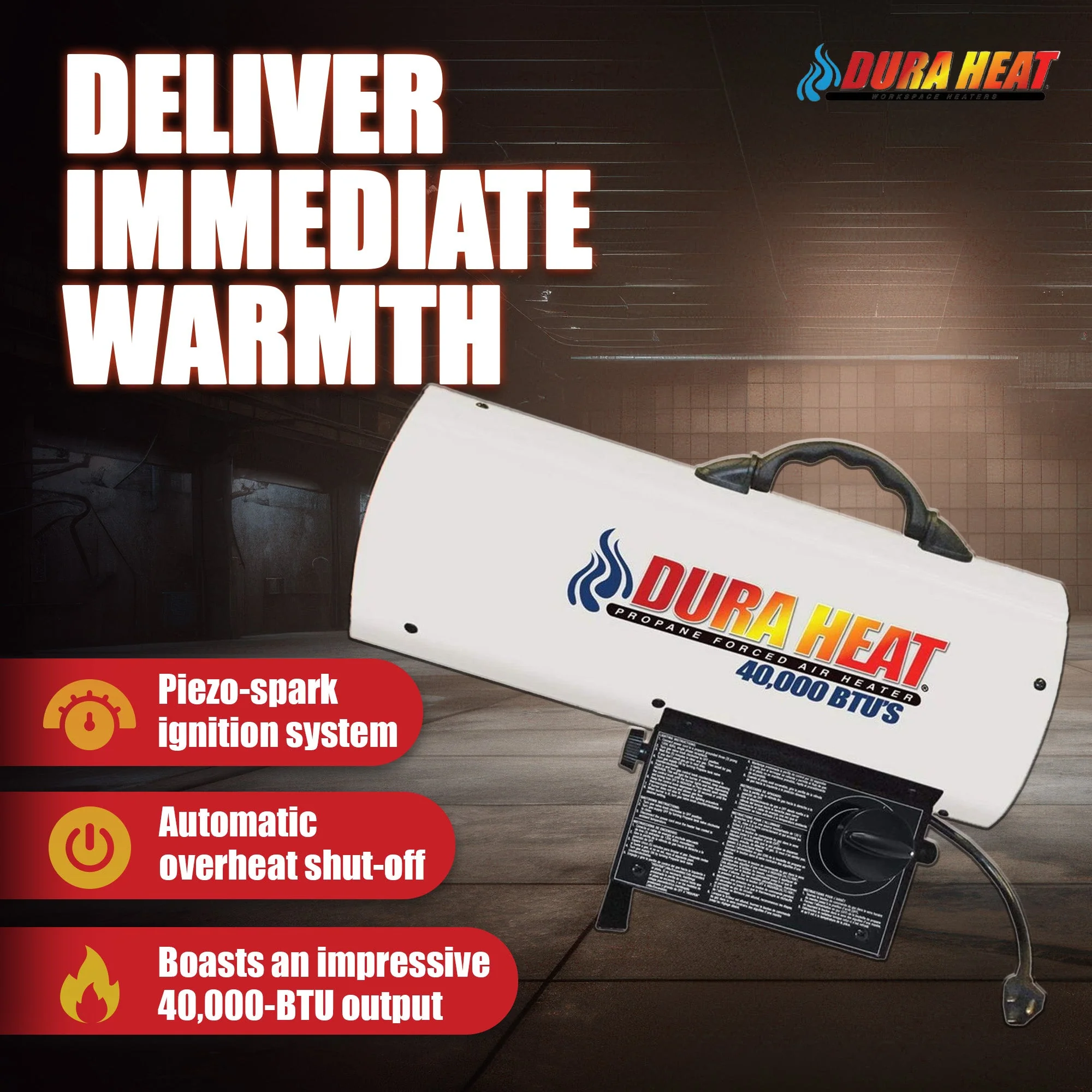 Dura Heat 1,000 Square Feet Coverage Portable LP Gas Forced Air Heater, White - Image 2