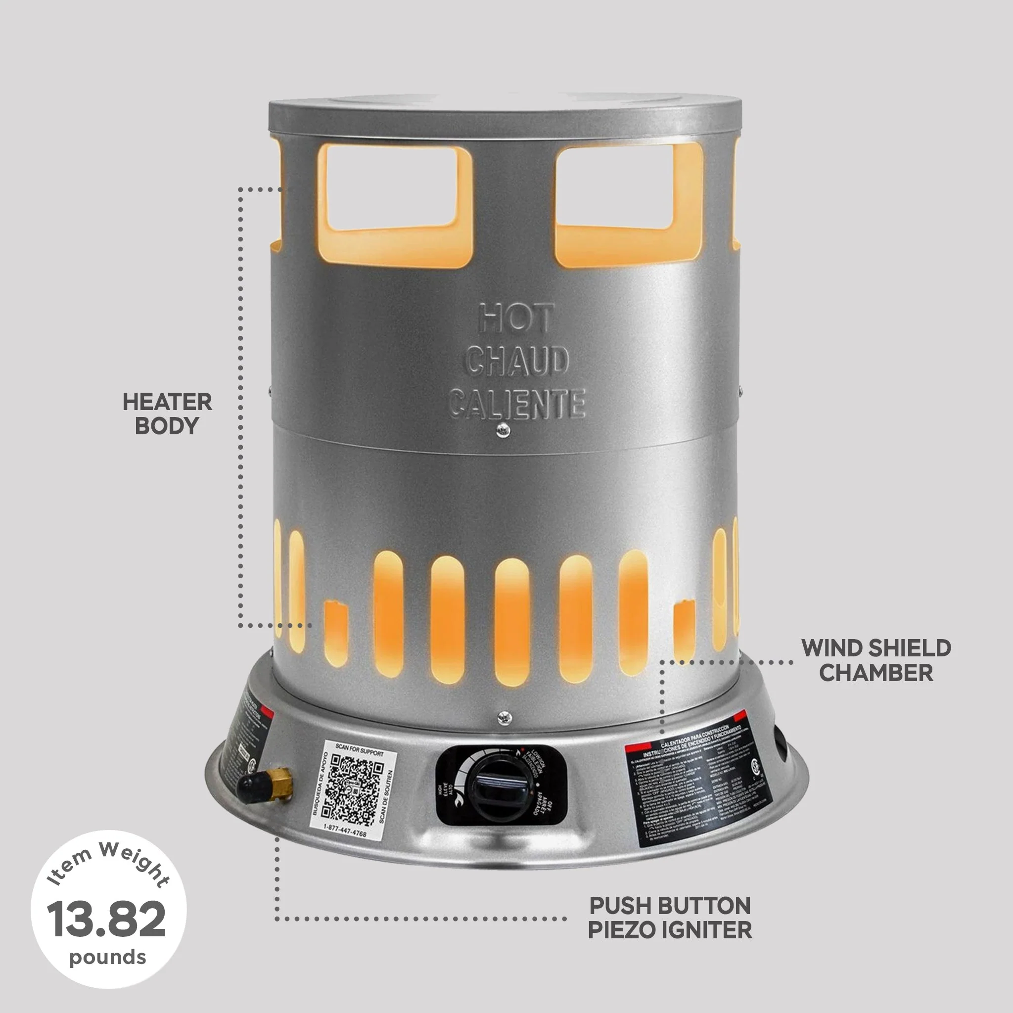 Dura Heat Portable 80000 BTU Convection Style LP Gas Heater, 2000 Sq Ft Coverage - Image 3