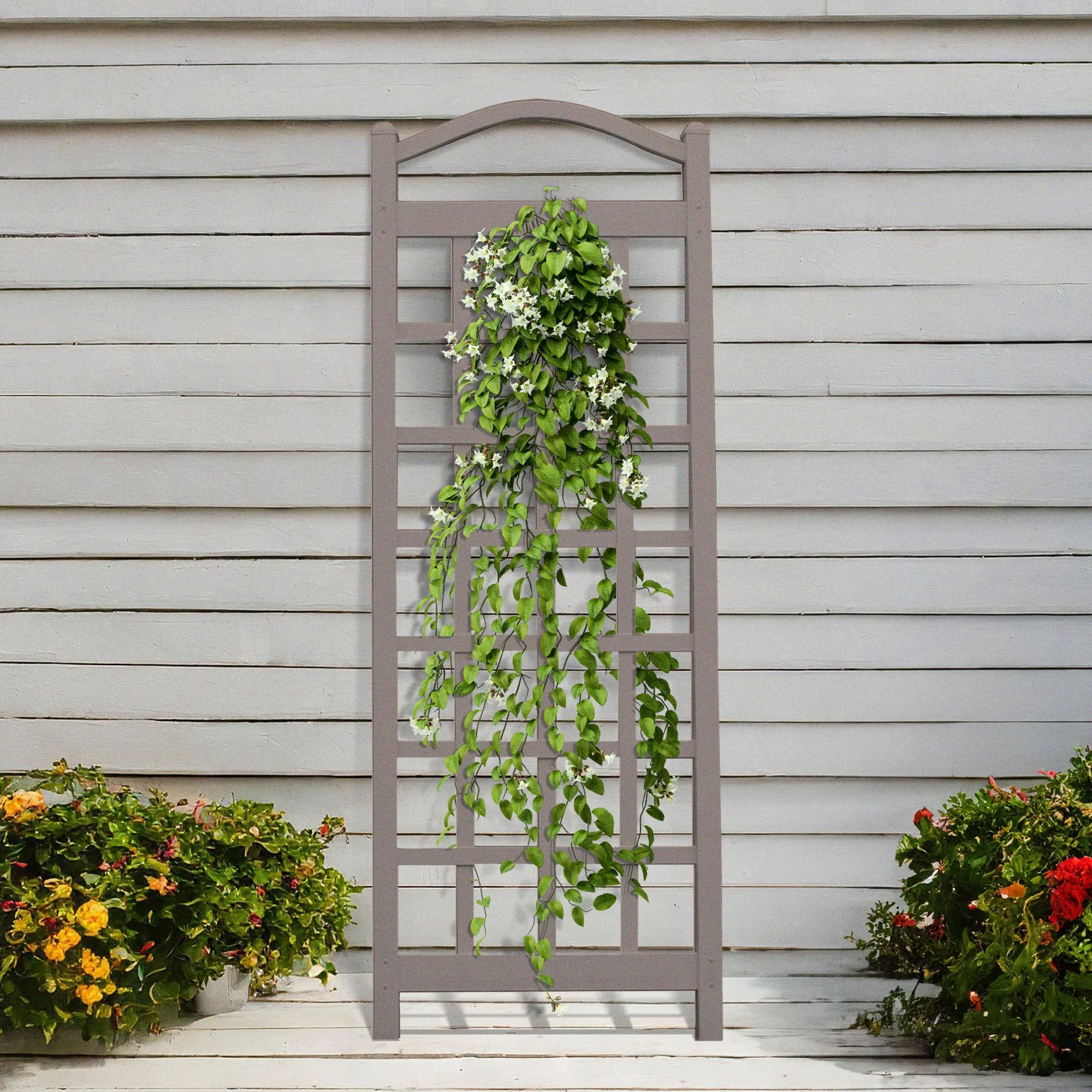 Dura-Trel Cambridge 28 x 75 Inch PVC Vinyl Outdoor Garden Patio Trellis, Mocha - Image 4
