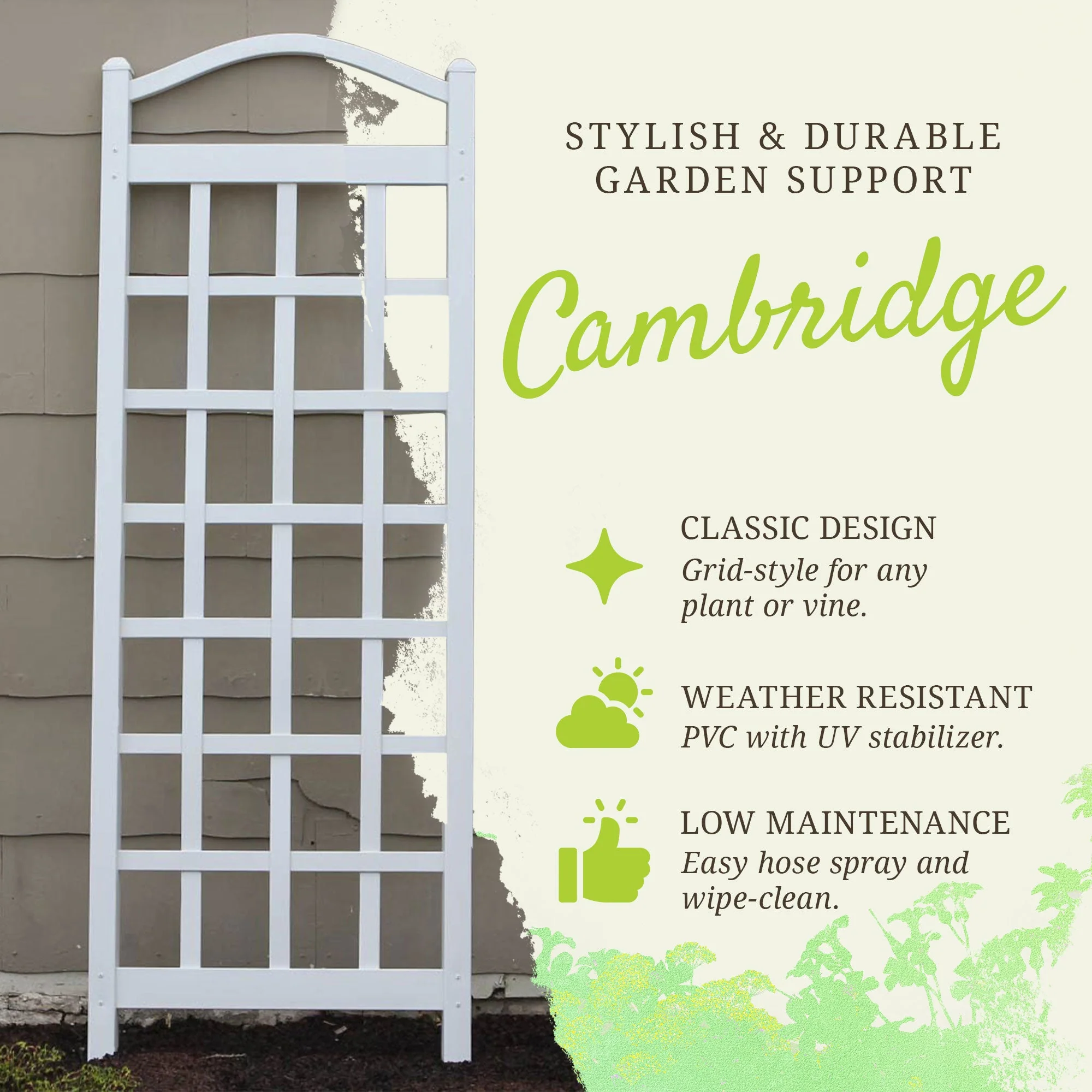 Dura-Trel Cambridge 28 x 75 Inch PVC Vinyl Outdoor Garden Patio Trellis, White - Image 2