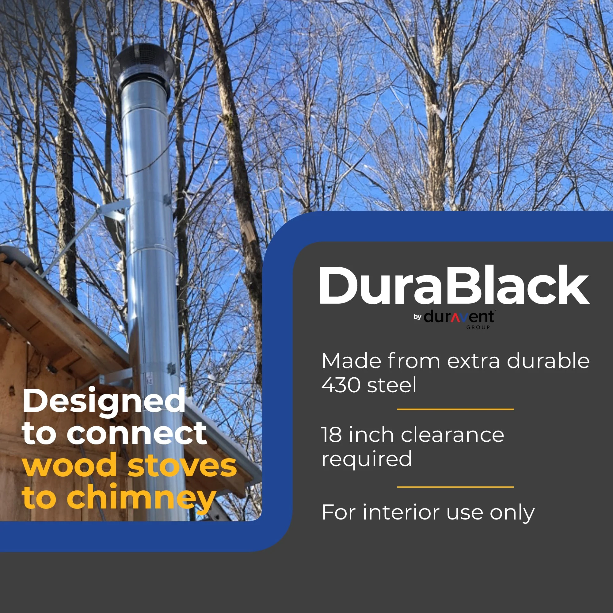 DuraVent DuraBlack 48 x 8 Inch Stainless Steel Single Wall Stove Pipe, Silver - Image 5