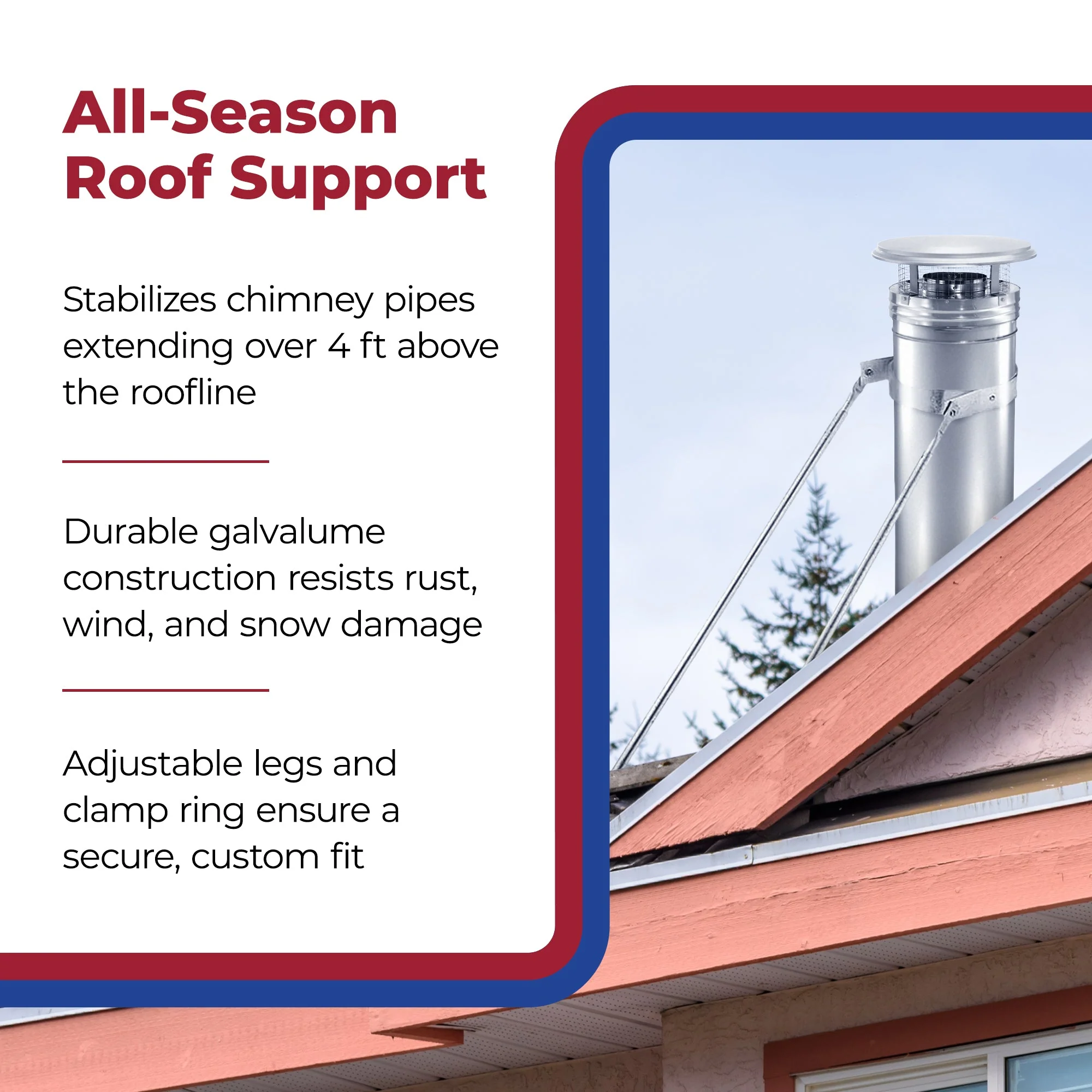 DuraVent DuraPlus 8 inches Extended Roof Bracket Chimney Support Brace, Silver - Image 3