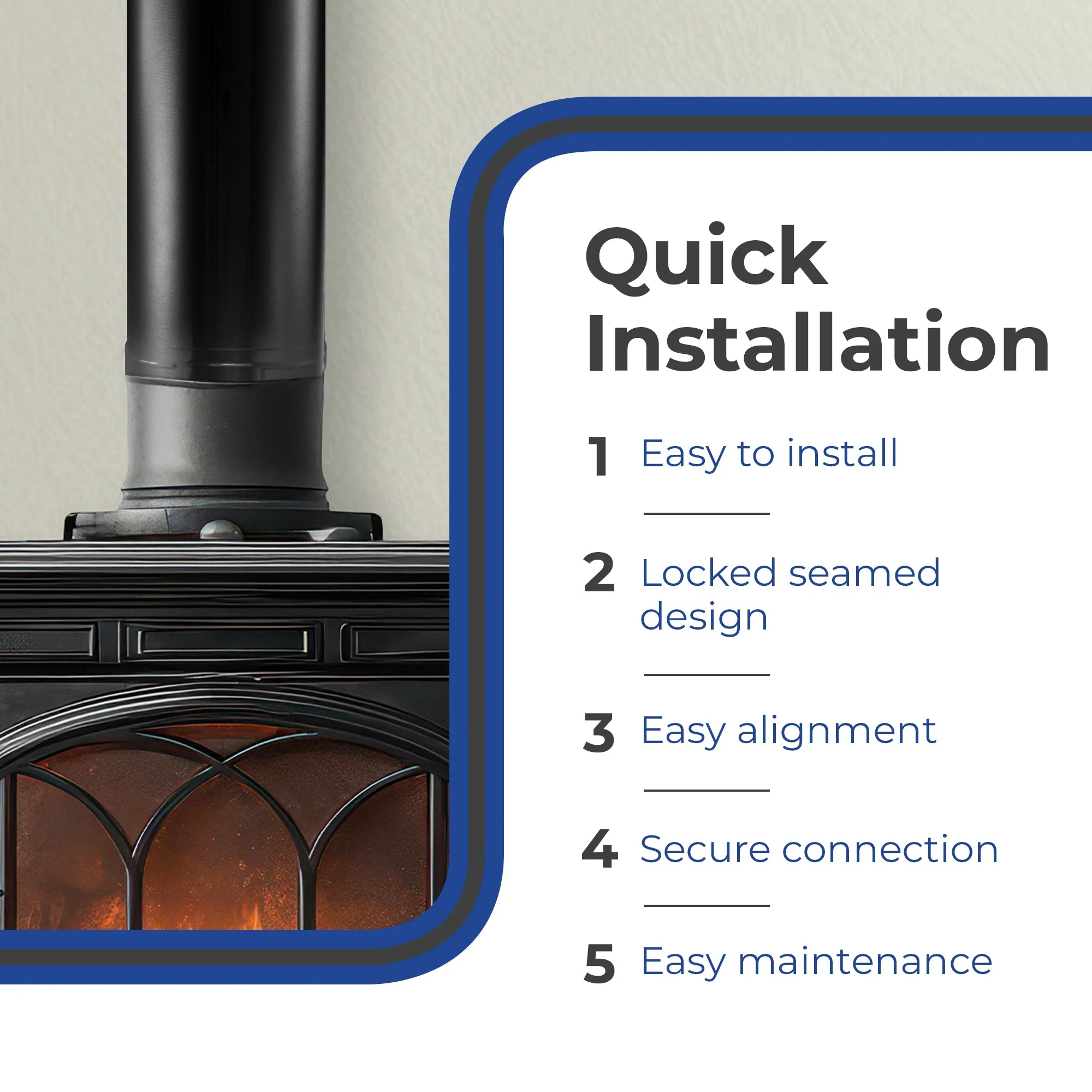 DuraVent DVL 6DVL-12 6-Inch Galvanized Steel Double Wall Stove Pipe, Black - Image 4