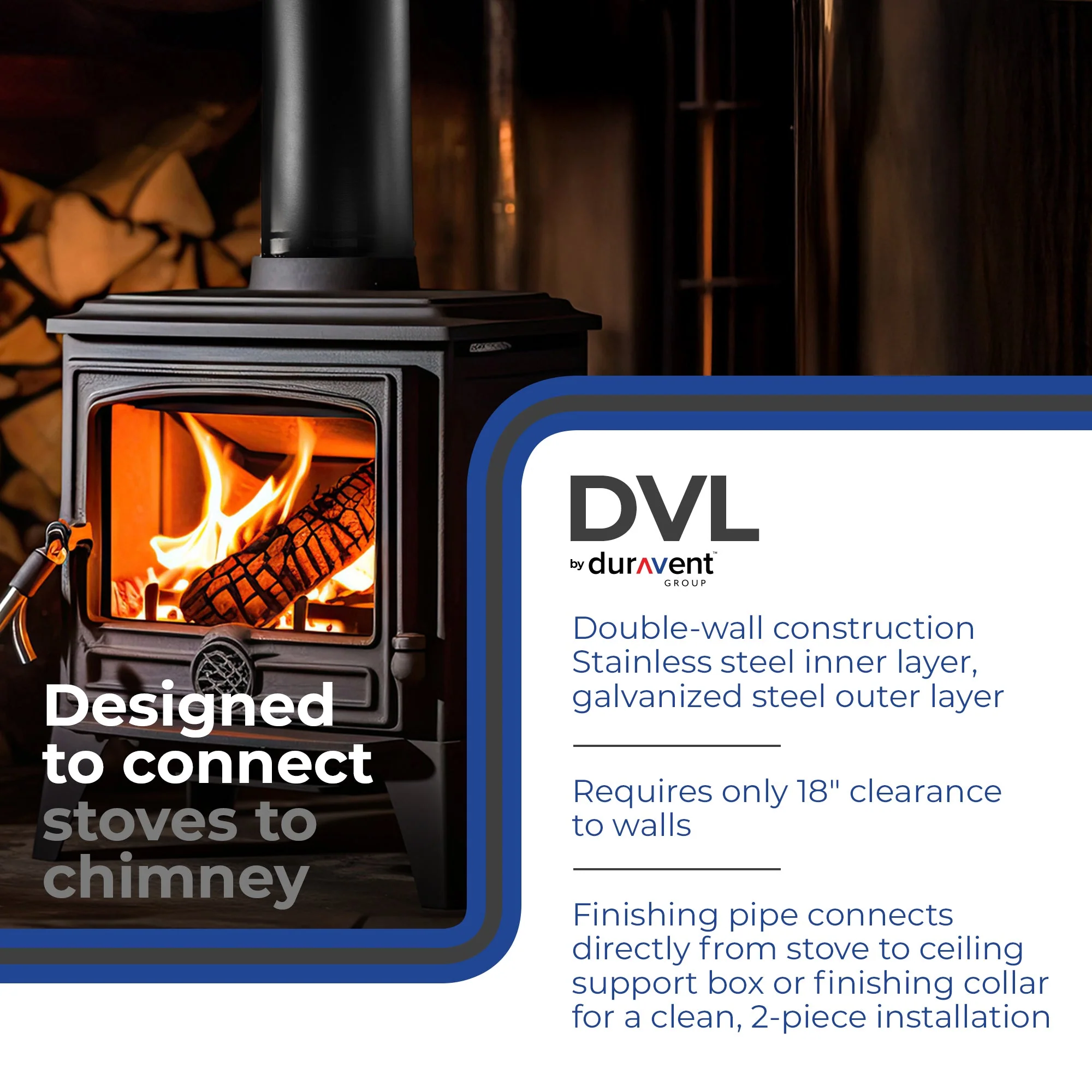 DuraVent DVL 6DVL-68TA 6'' Double Wall Steel Telescoping Chimney Stove Pipe - Image 2